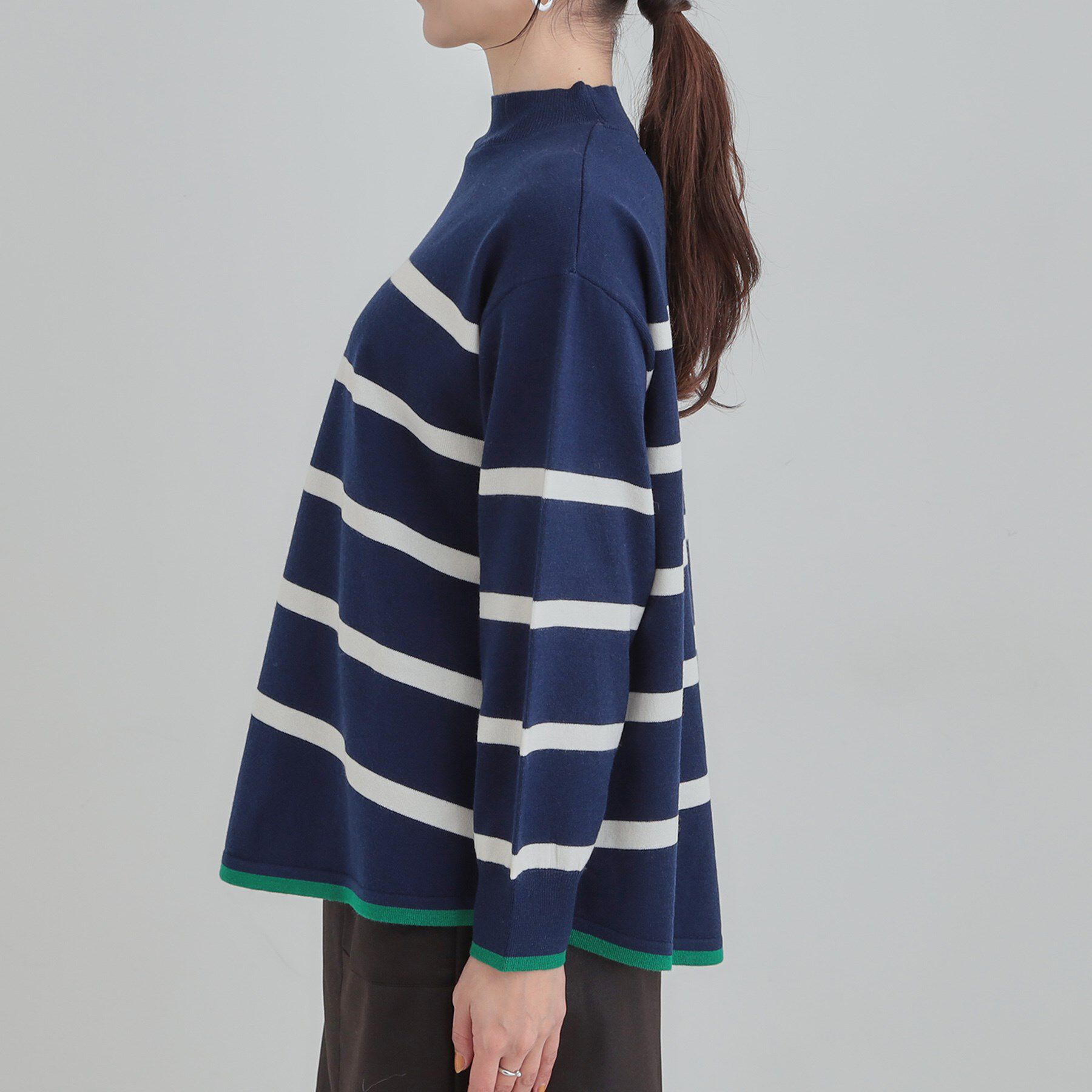 SHOO･LA･RUE「【洗濯機可/毛玉レス】春まで着られる 裾配色ボーダーニット」|ニット・セーター|