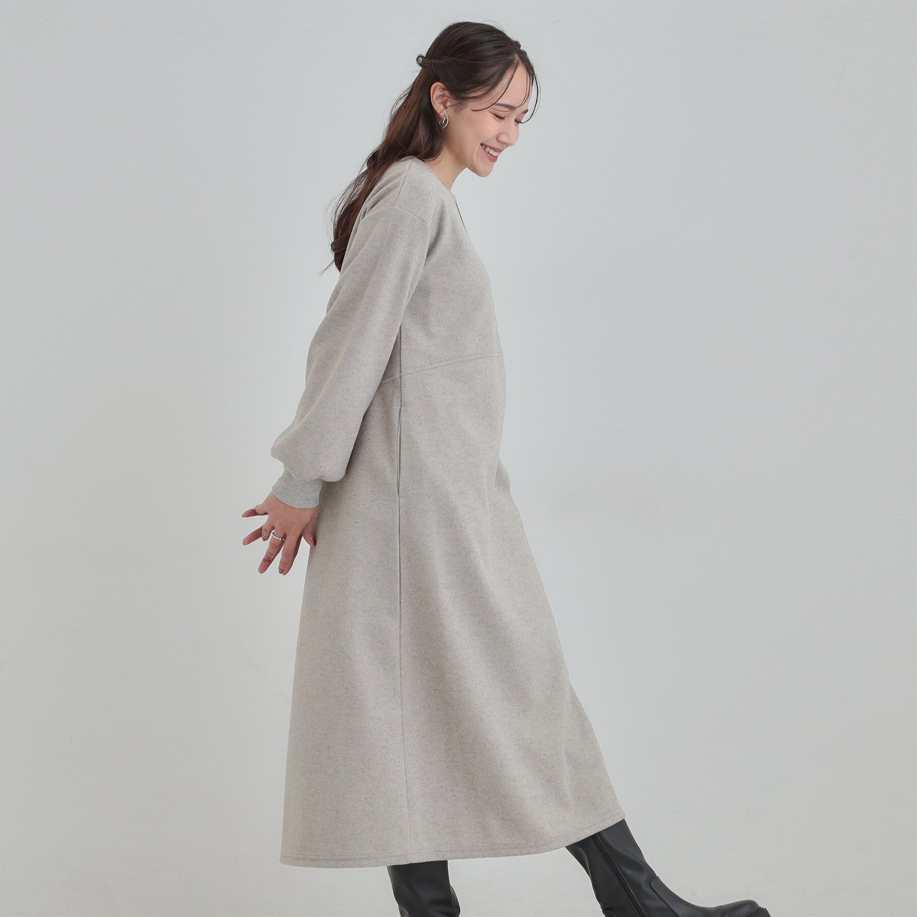 SHOO･LA･RUE「【あったか/S-LL】1枚で着られる Aラインワンピース」|ワンピース|