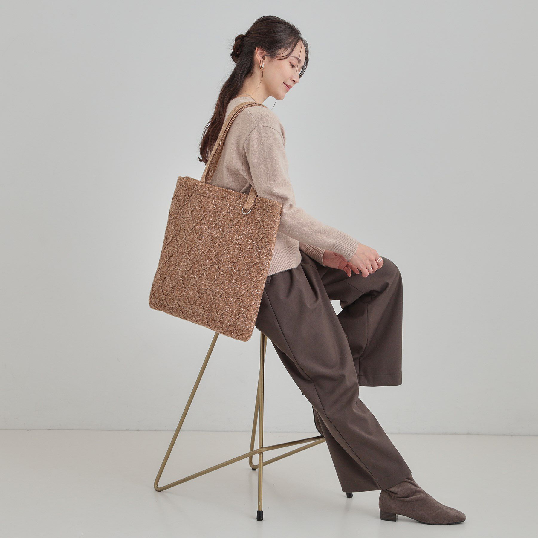 SHOO･LA･RUE「ラメ格子柄スクエアトートバッグ」|トートバッグ|