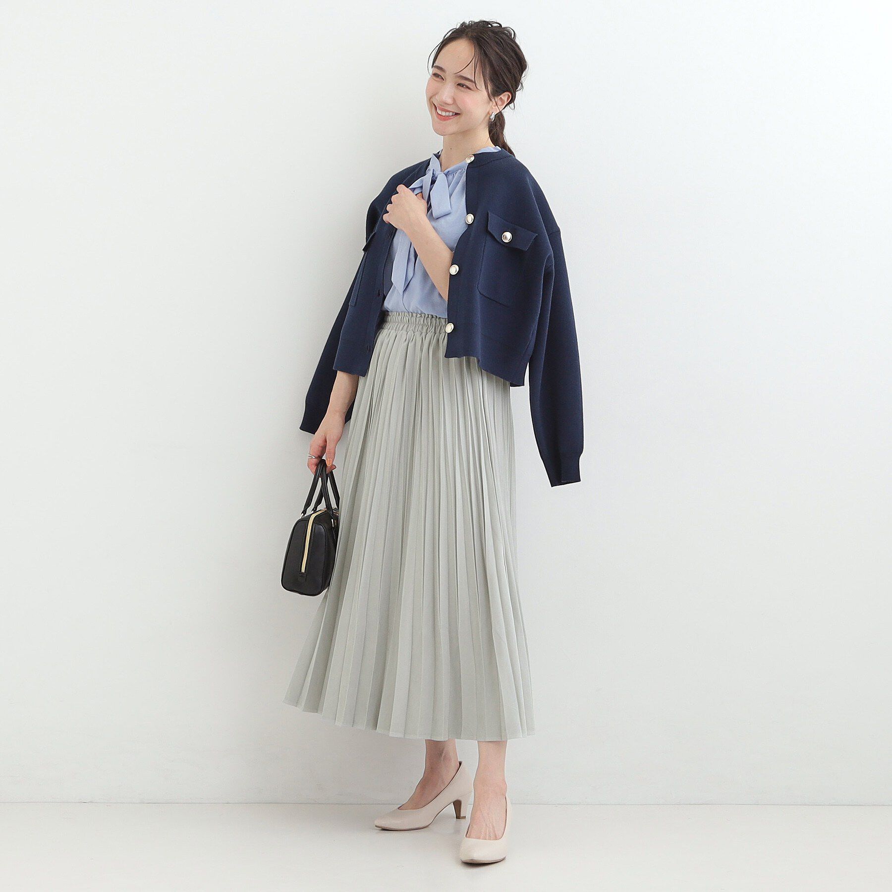 SHOO･LA･RUE「【洗濯機可/S-LL】縦ラインですっきり見せる スエードライクプリーツスカート」|スカート|