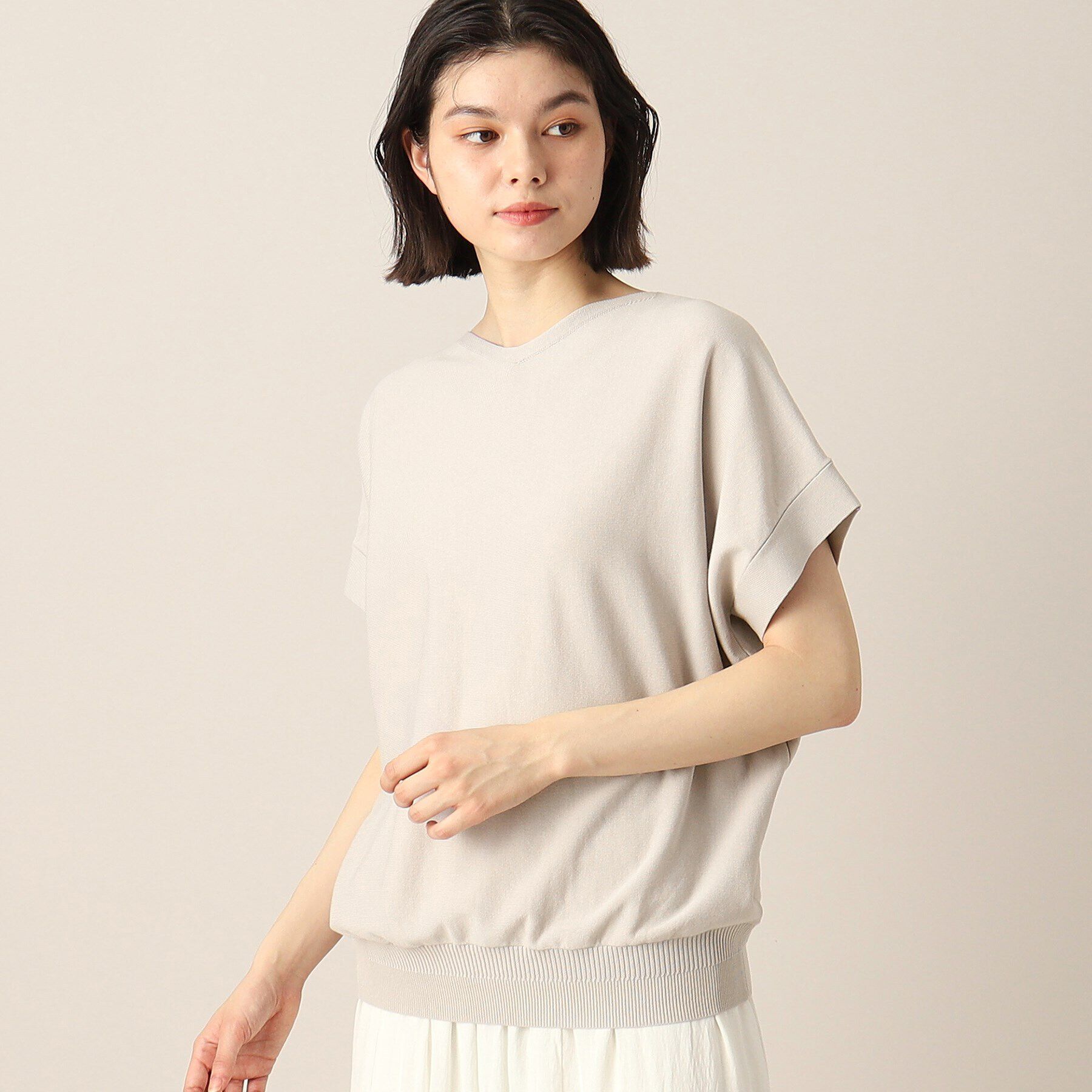 Dessin「【洗える】浅Vネックフレンチスリーブニット」|ニット・セーター|