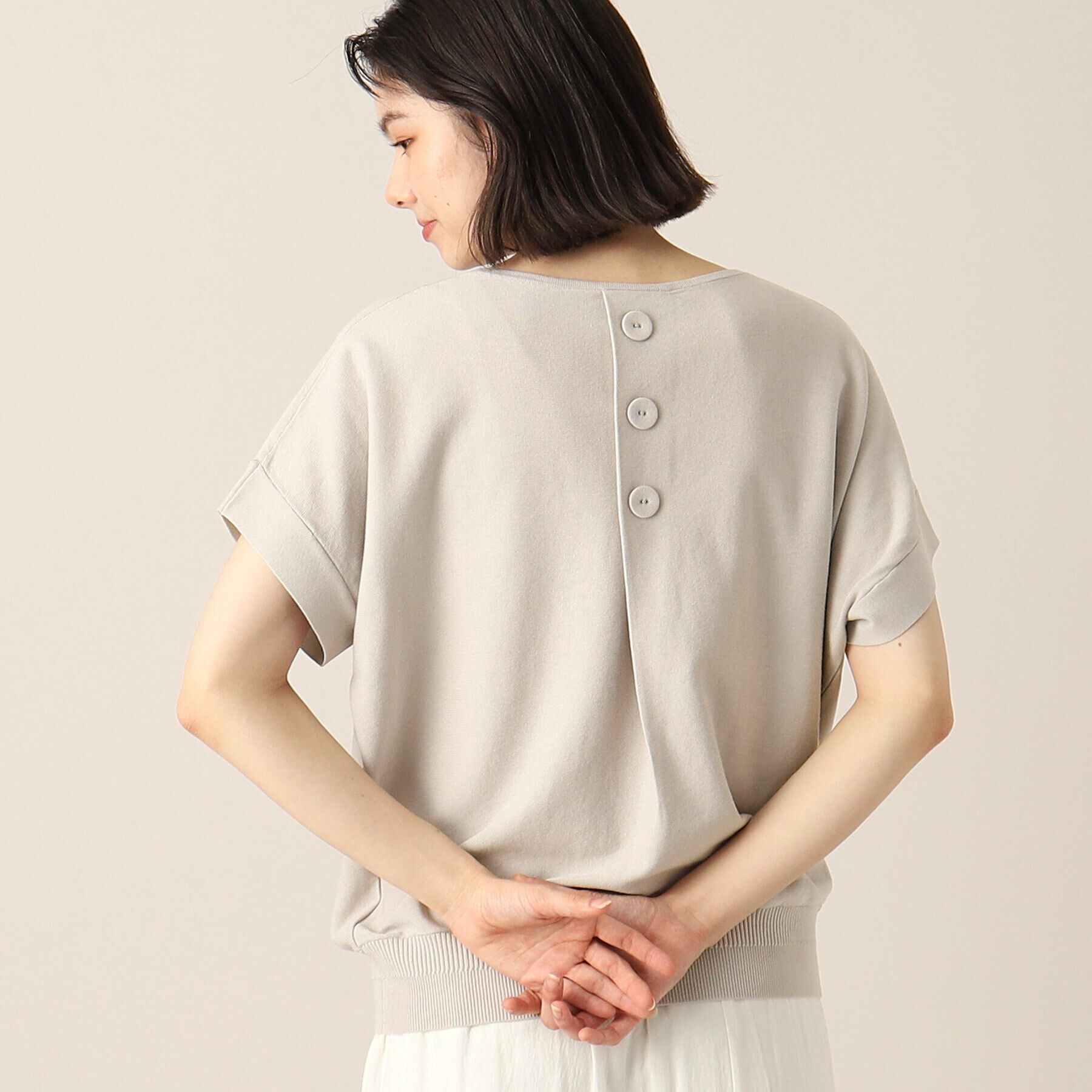 Dessin「【洗える】浅Vネックフレンチスリーブニット」|ニット・セーター|