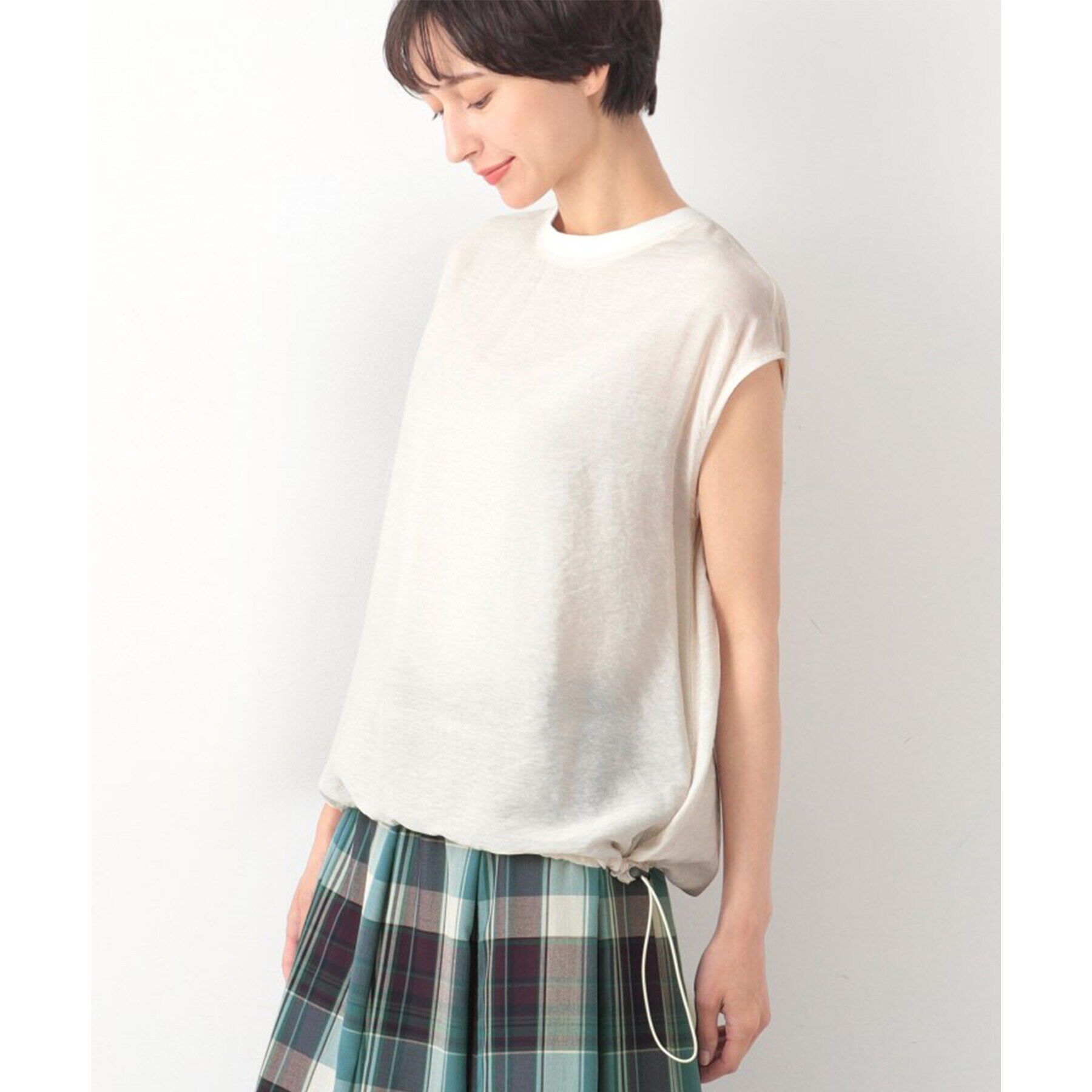 Dessin「【洗える】ドローコード付きリブ襟ブラウス（XS～L）」|シャツ・ブラウス|