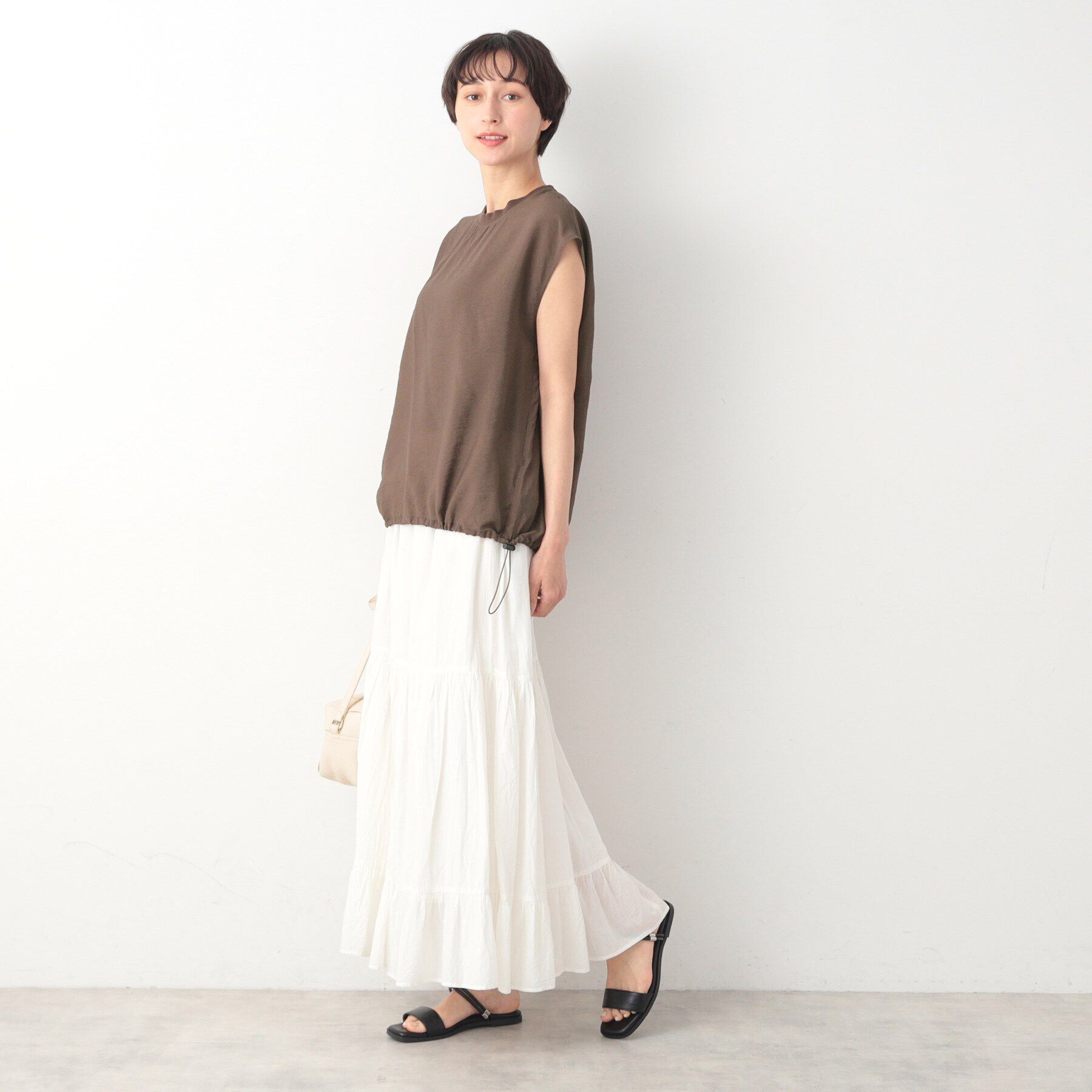 Dessin「【洗える】ドローコード付きリブ襟ブラウス（XS～L）」|シャツ・ブラウス|