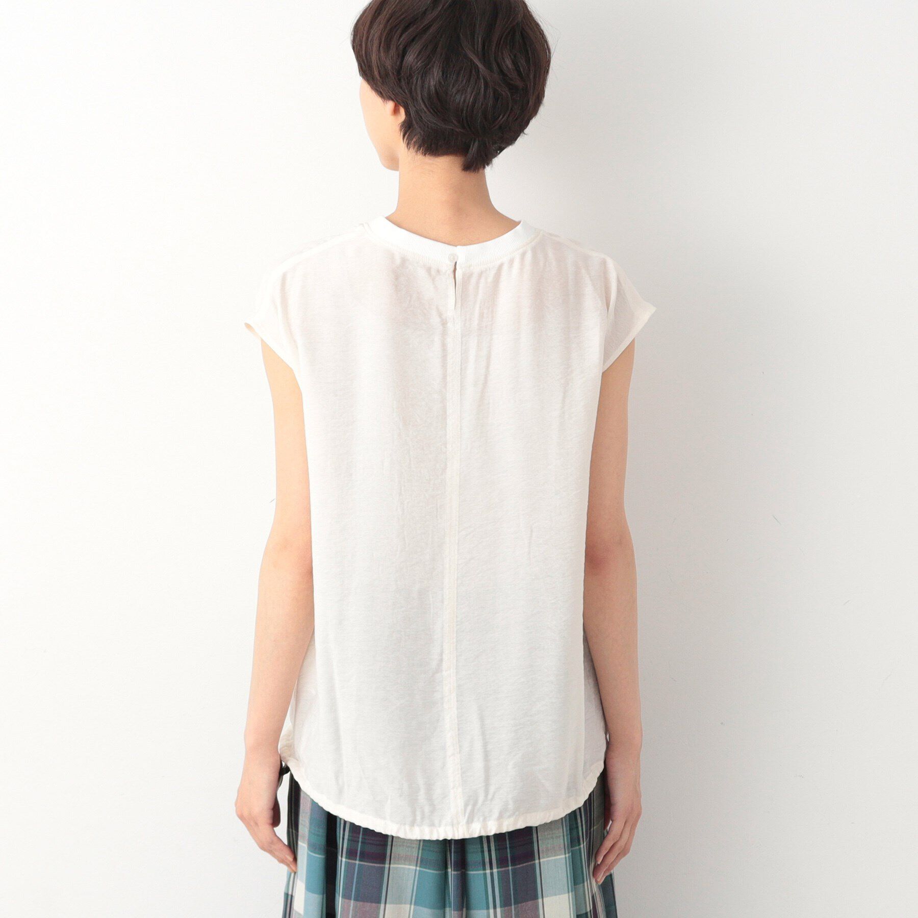 Dessin「【洗える】ドローコード付きリブ襟ブラウス（XS～L）」|シャツ・ブラウス|