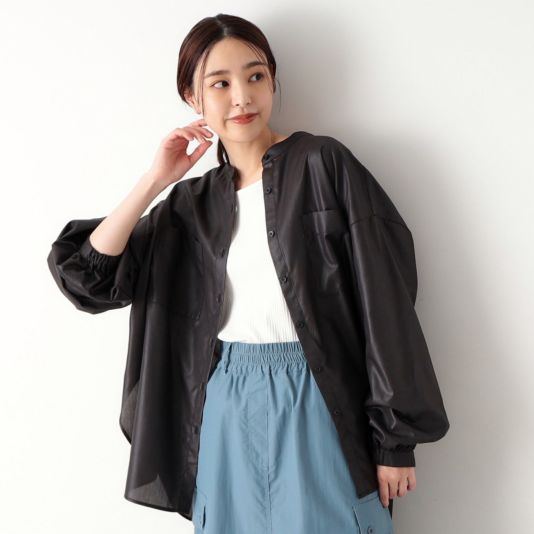 Dessin「微光沢バンドカラーシャツ」|シャツ・ブラウス|