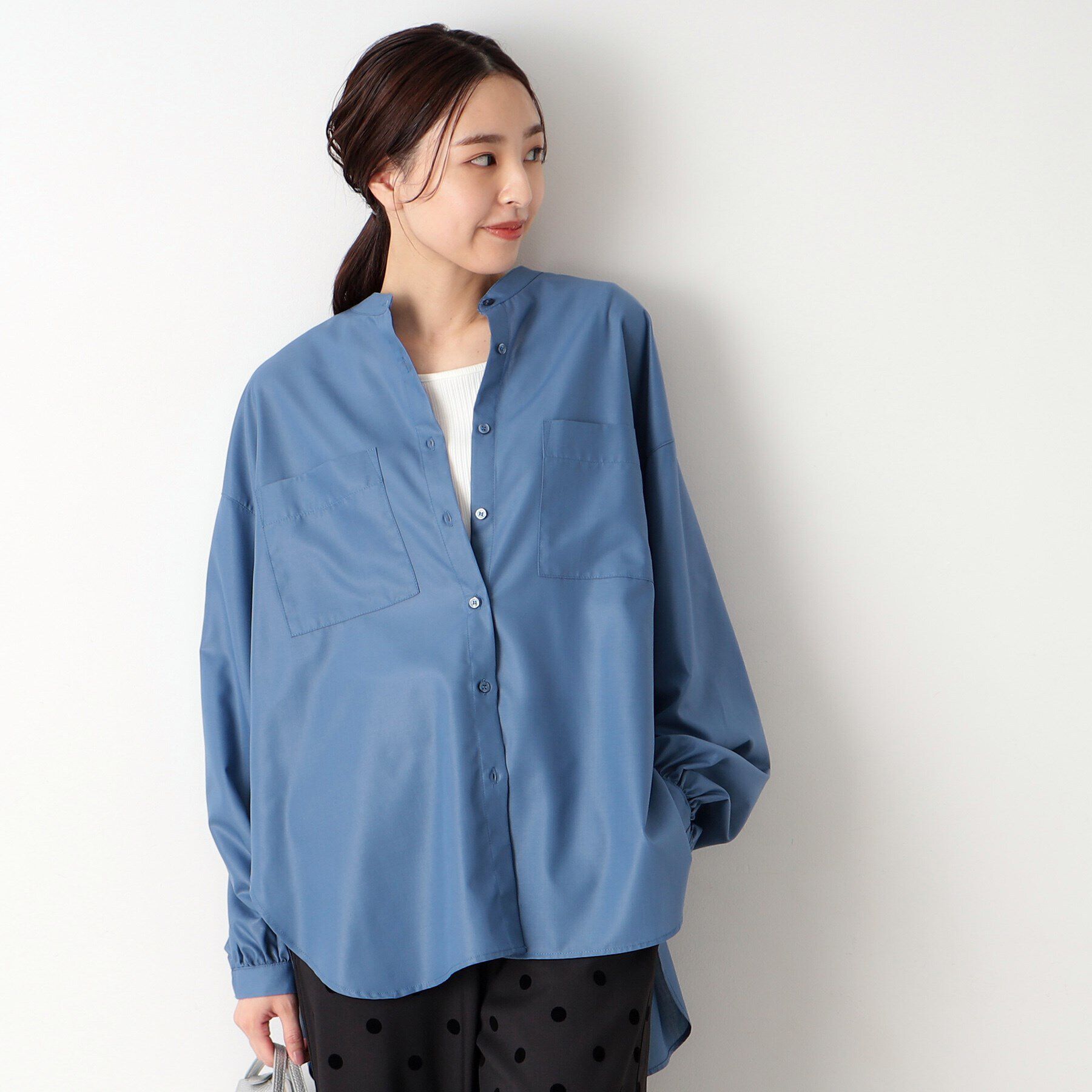 Dessin「微光沢バンドカラーシャツ」|シャツ・ブラウス|