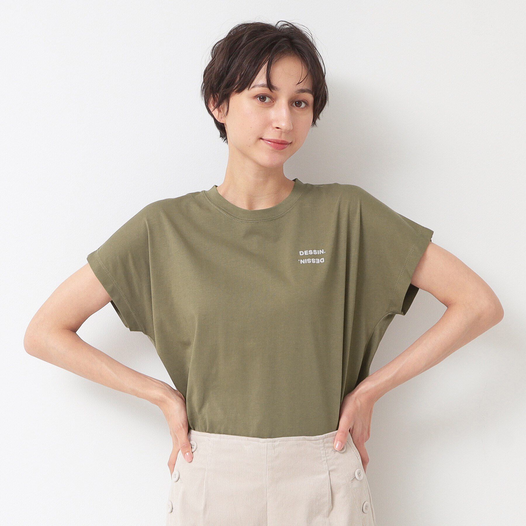 Dessin「フロッキープリントポイントロゴTシャツ（XS～L）」|Tシャツ・カットソー|