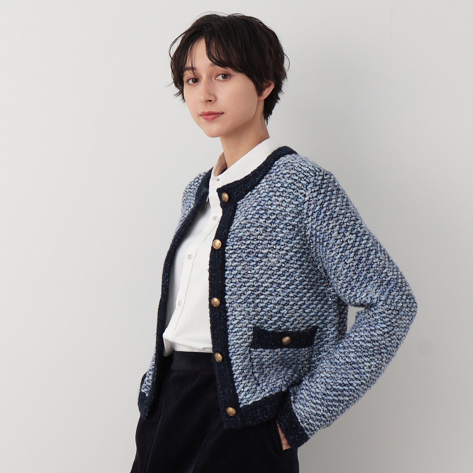 Dessin「ツイード調ニットジャケット」|カーディガン|