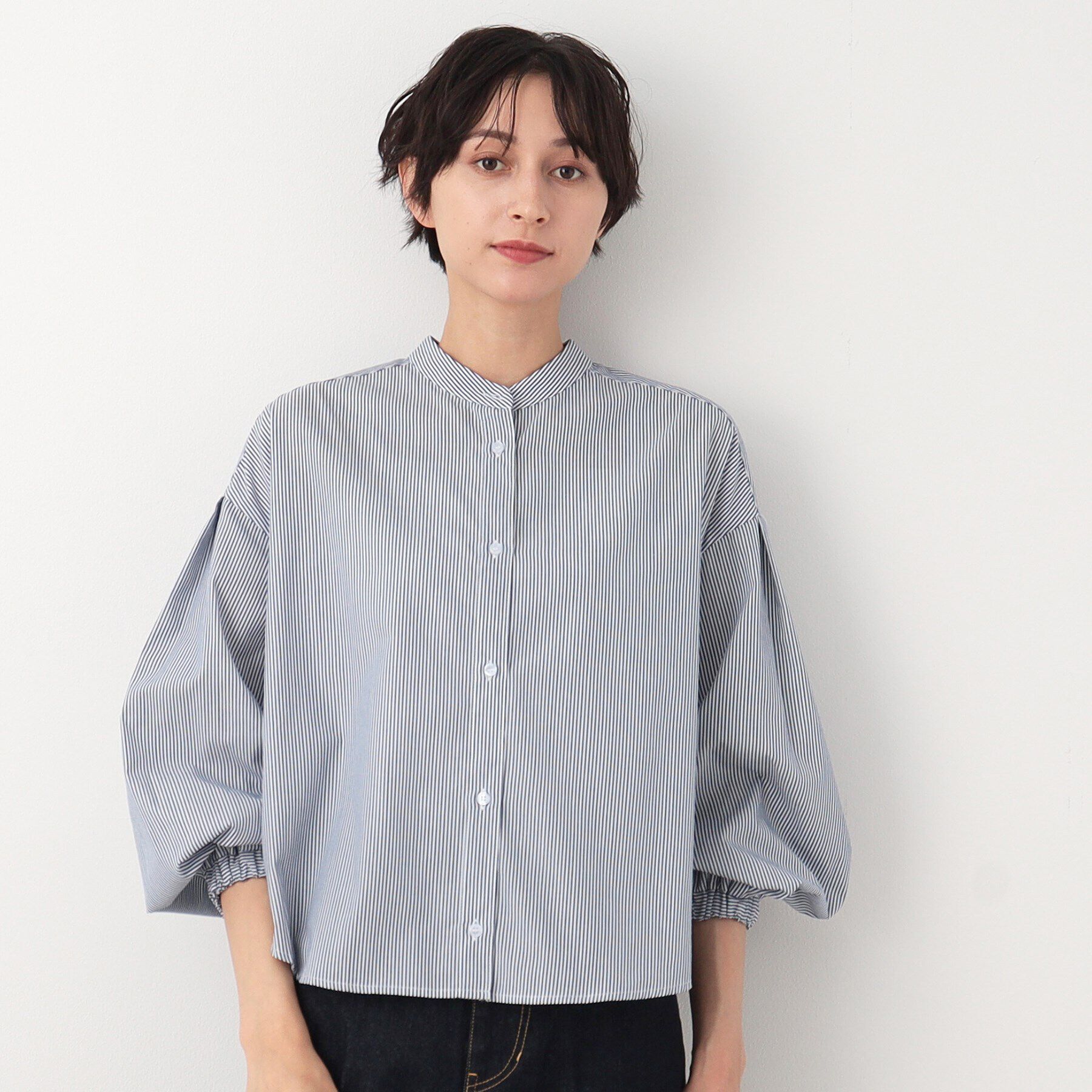 Dessin「【洗える】バルーンスリーブバンドカラーシャツ（XS～L）」|シャツ・ブラウス|