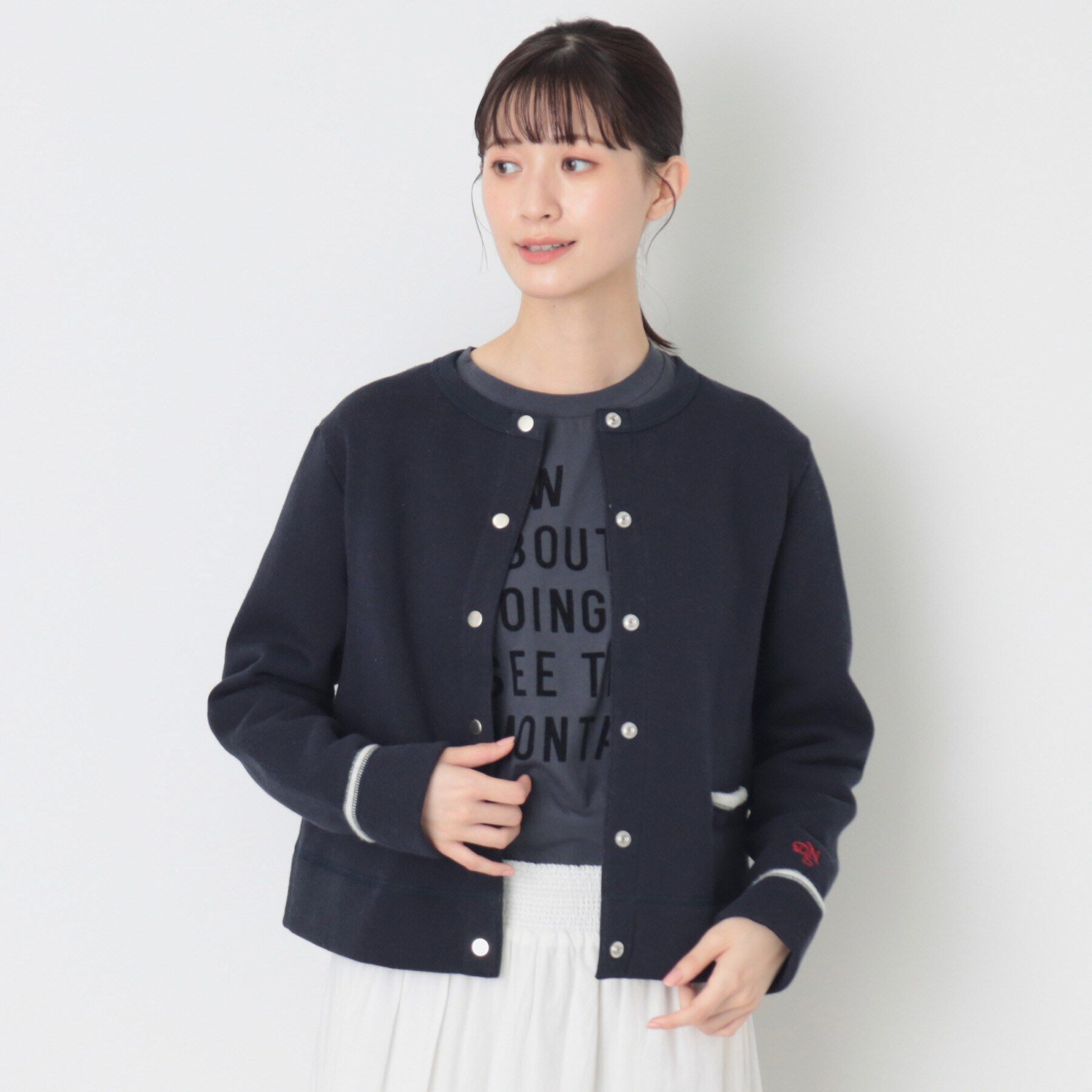 Dessin「【洗える】吊り裏毛クルーネックカーディガン」|カーディガン|