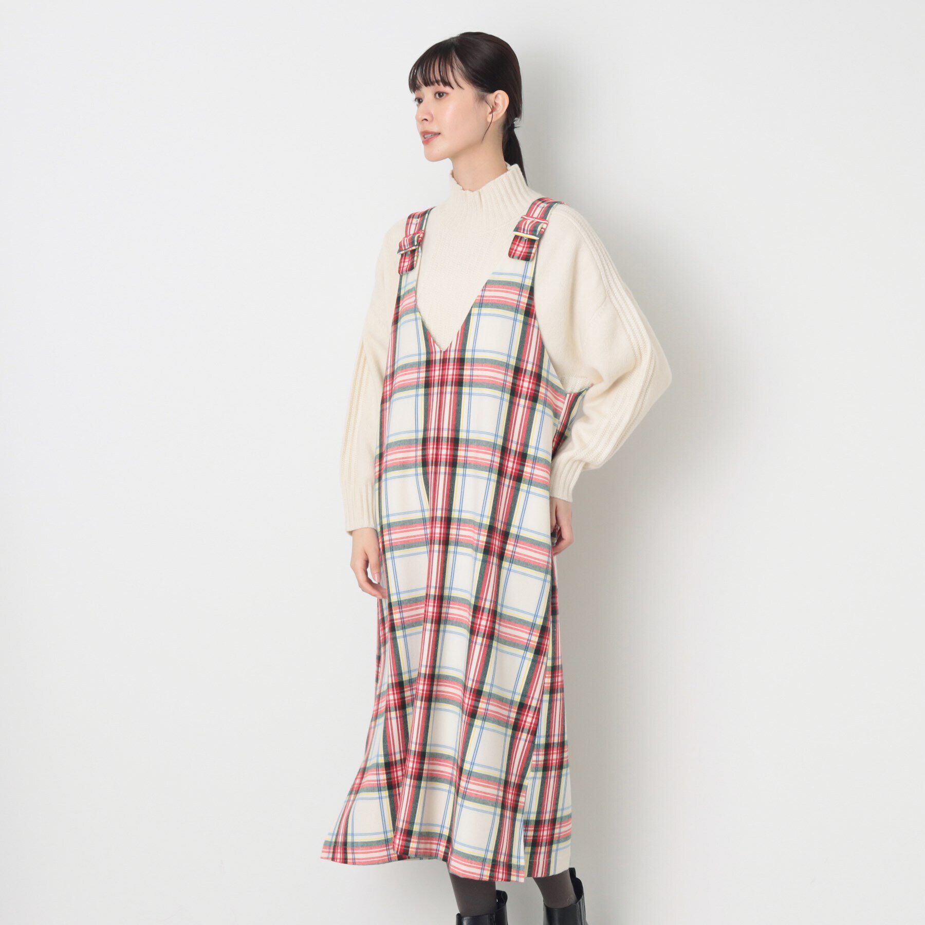 Dessin「【洗える】チェック柄ジャンパースカート」|ワンピース|