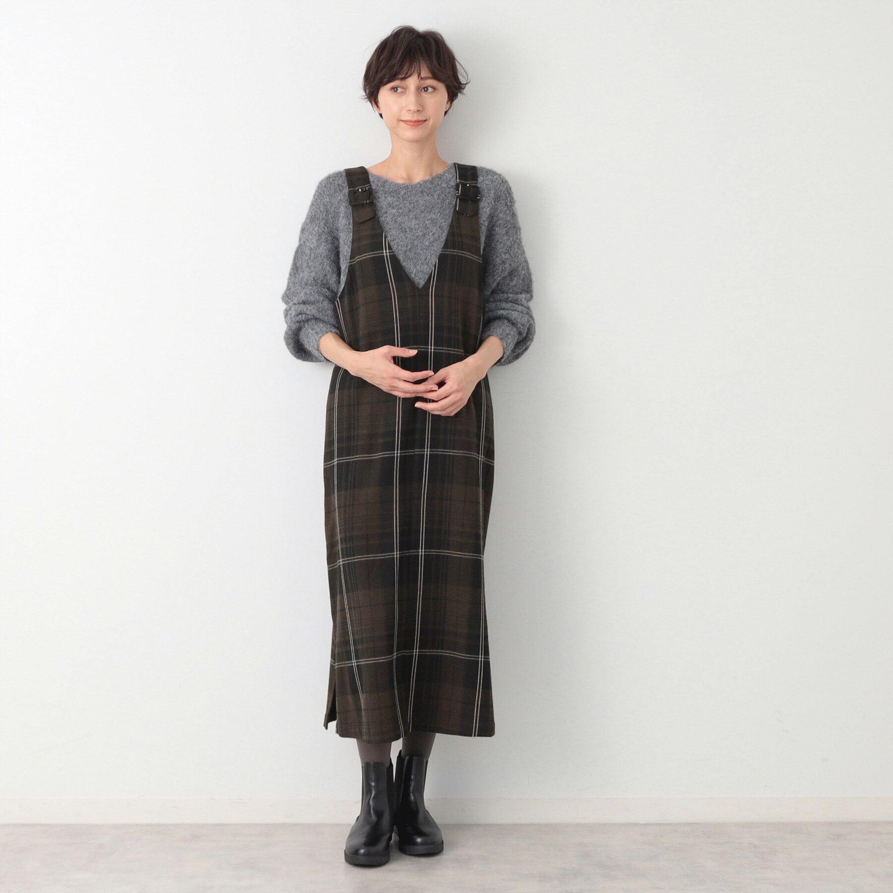 Dessin「【洗える】チェック柄ジャンパースカート」|ワンピース|