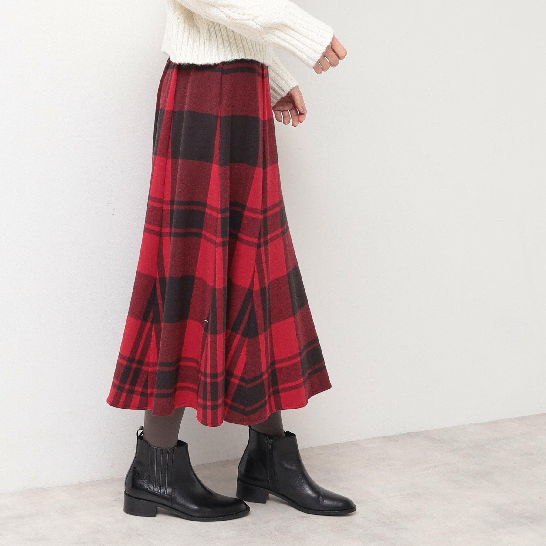 Dessin「【洗える】起毛チェック柄切替フレアースカート（XS～L）」|スカート|