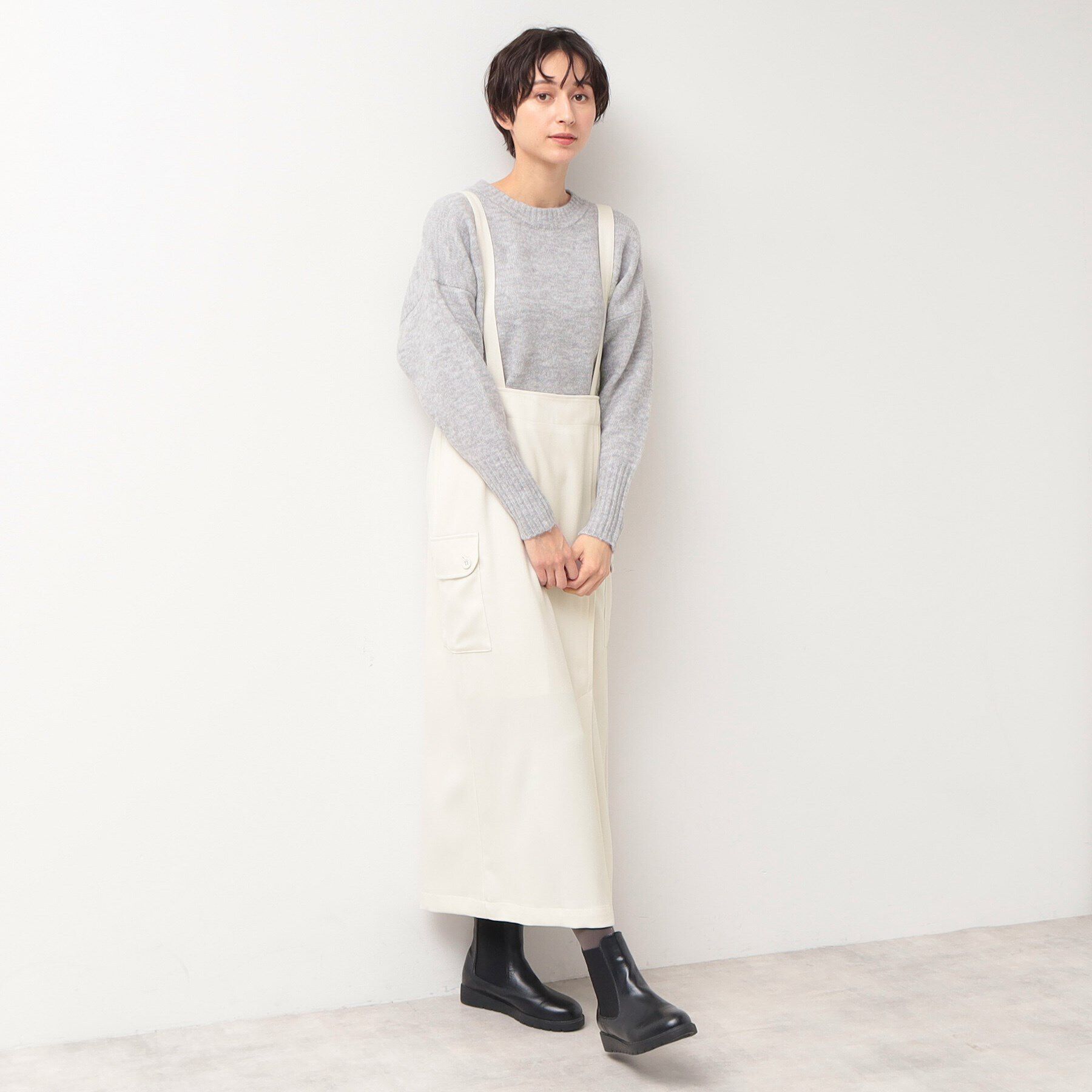 Dessin「【洗える・2WAY】サスペンダー付きフラップポケットスカート（XS～L）」|スカート|