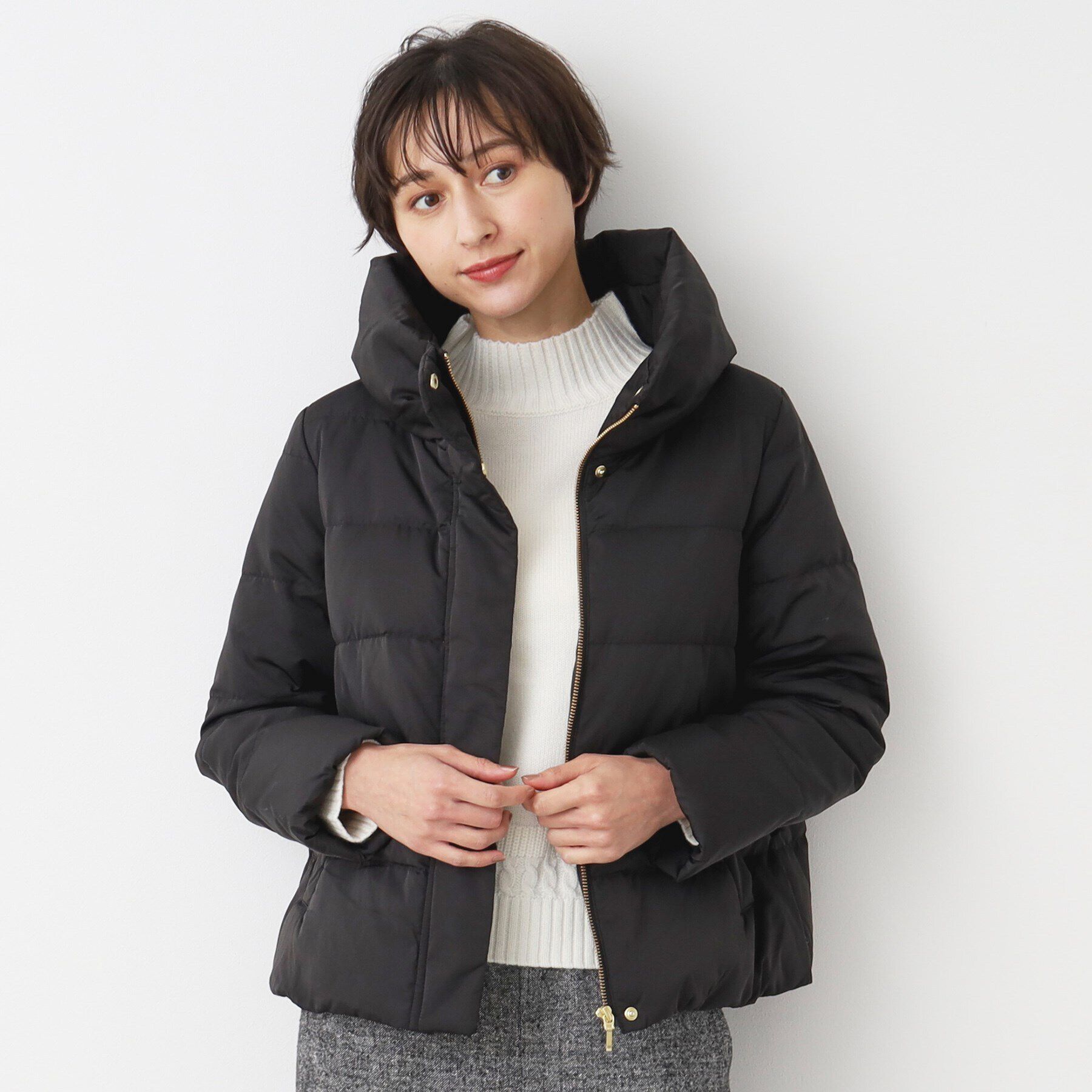 Dessin「【4サイズ展開】ピーチスキンショート丈ダウンコート（XS～L）」|ダウン|ブラック(019)