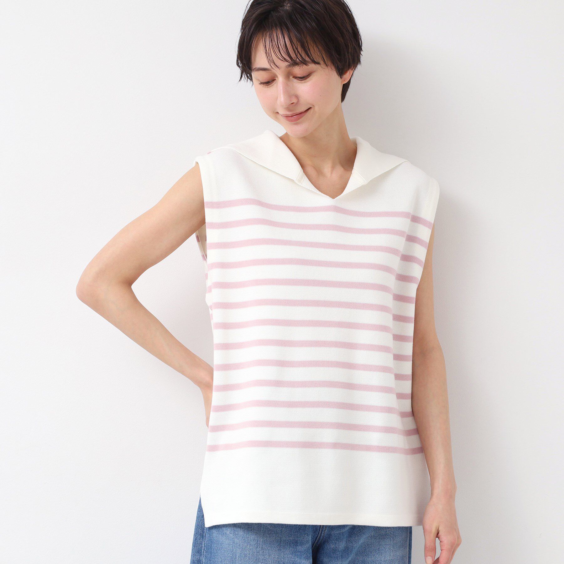 Dessin「【洗える】セーラーカラーボーダーニット」|ニット・セーター|