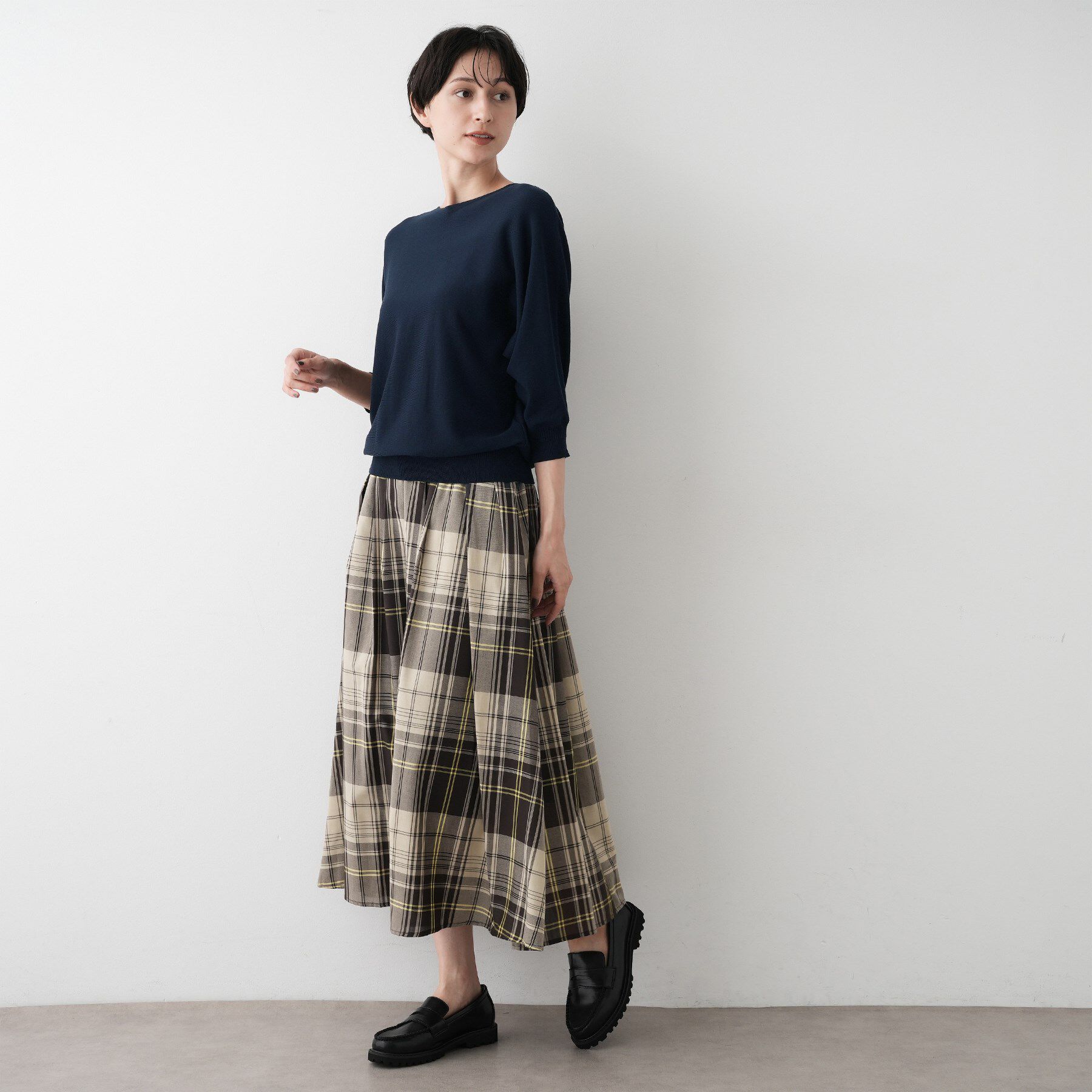 Dessin「【洗える】後ろボタンニットプルオーバー七分袖」|ニット・セーター|