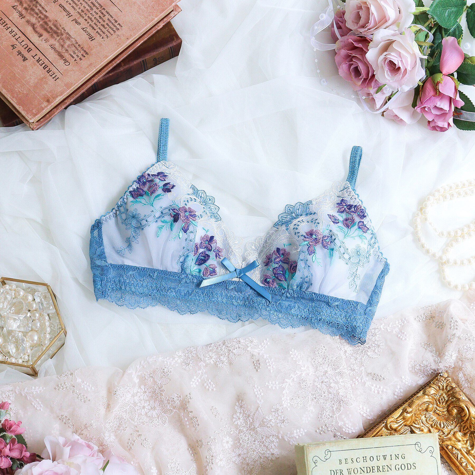 Risa Magli「アリーシャ ソフトブラ」|インナー|ブルー(092)