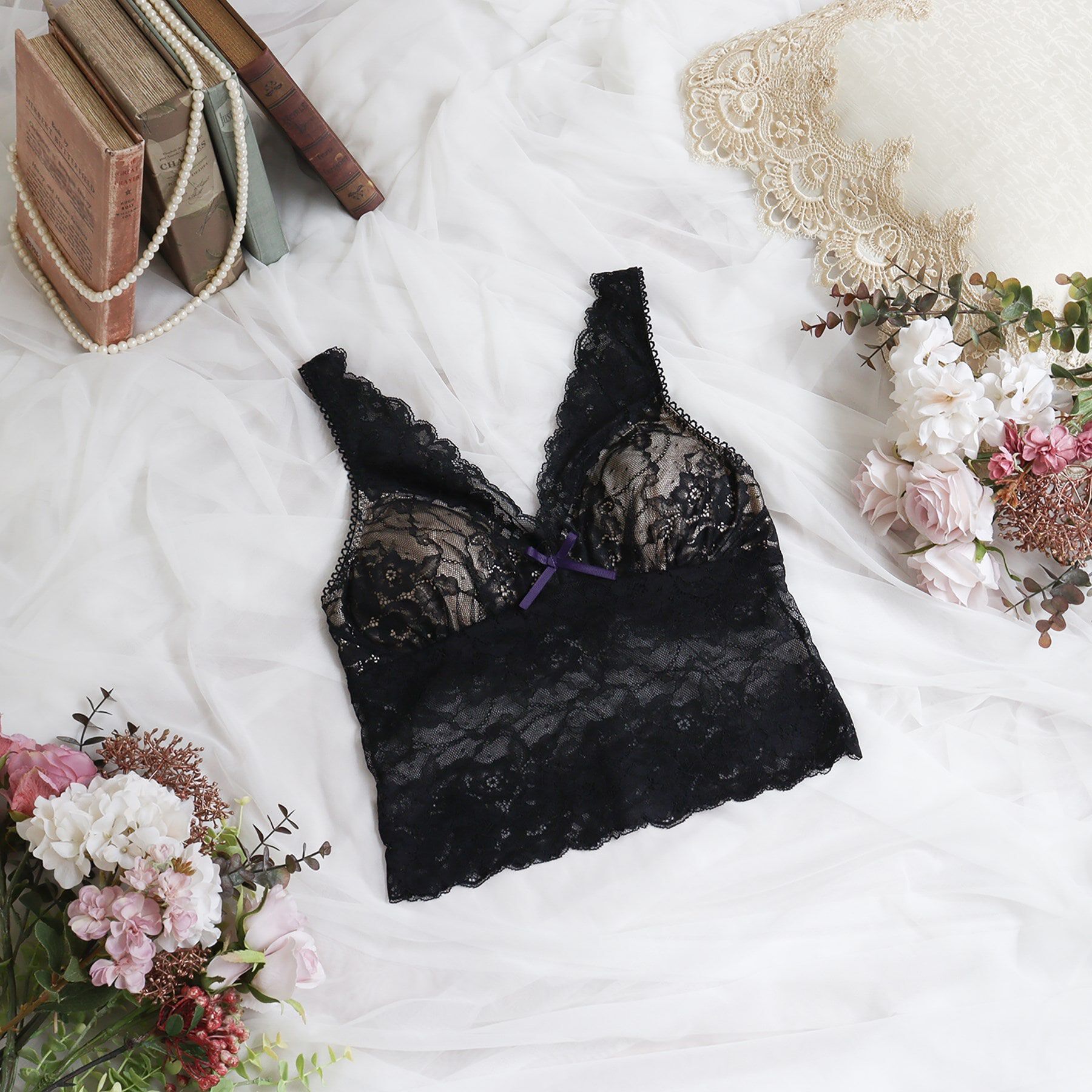 Risa Magli「ノーラ カップ付レースキャミソール」|キャミソール|ブラック(019)