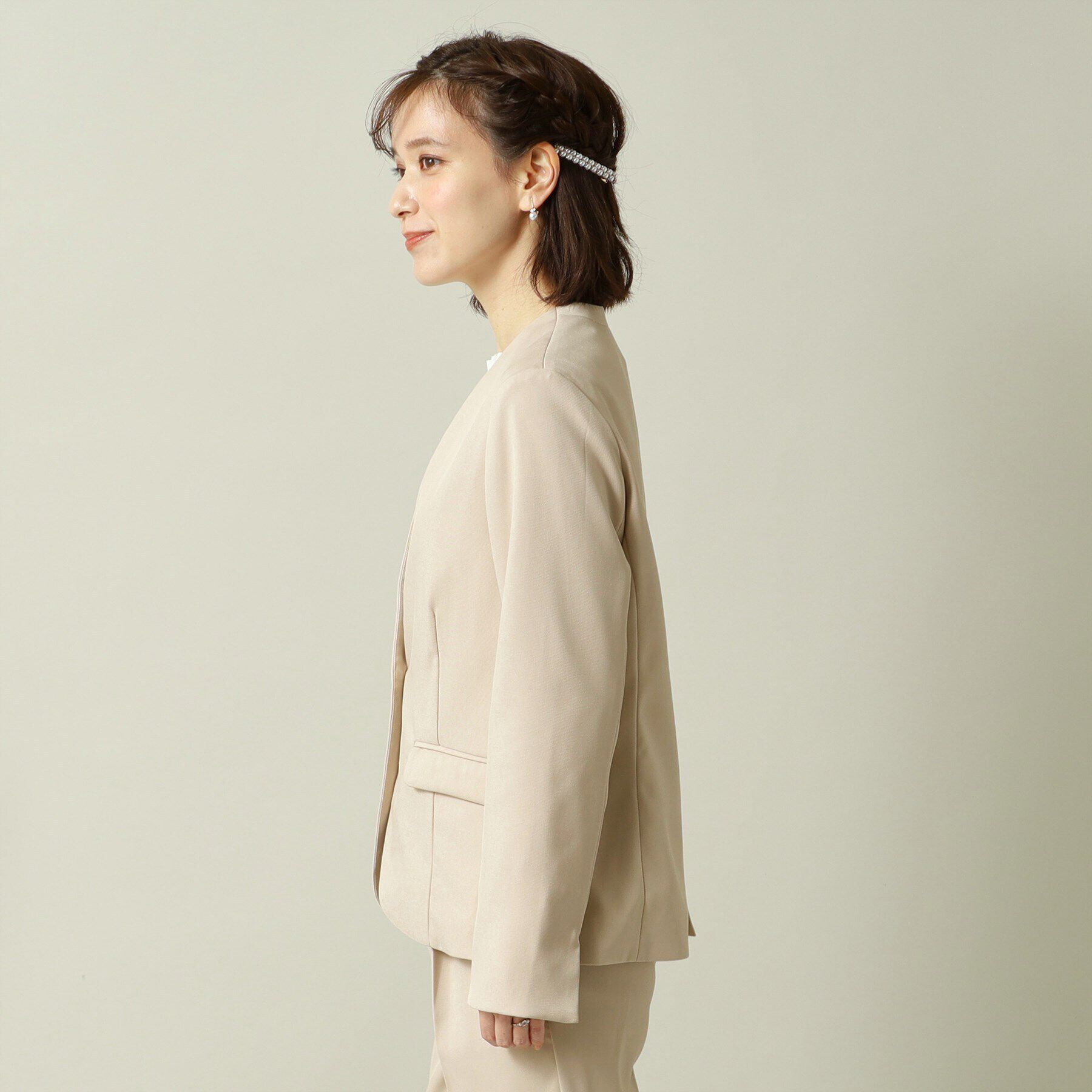 ITS&rsquo;DEMO「【通勤／手洗い可／吸水速乾】ツイルノーカラージャケット」|ノーカラージャケット|