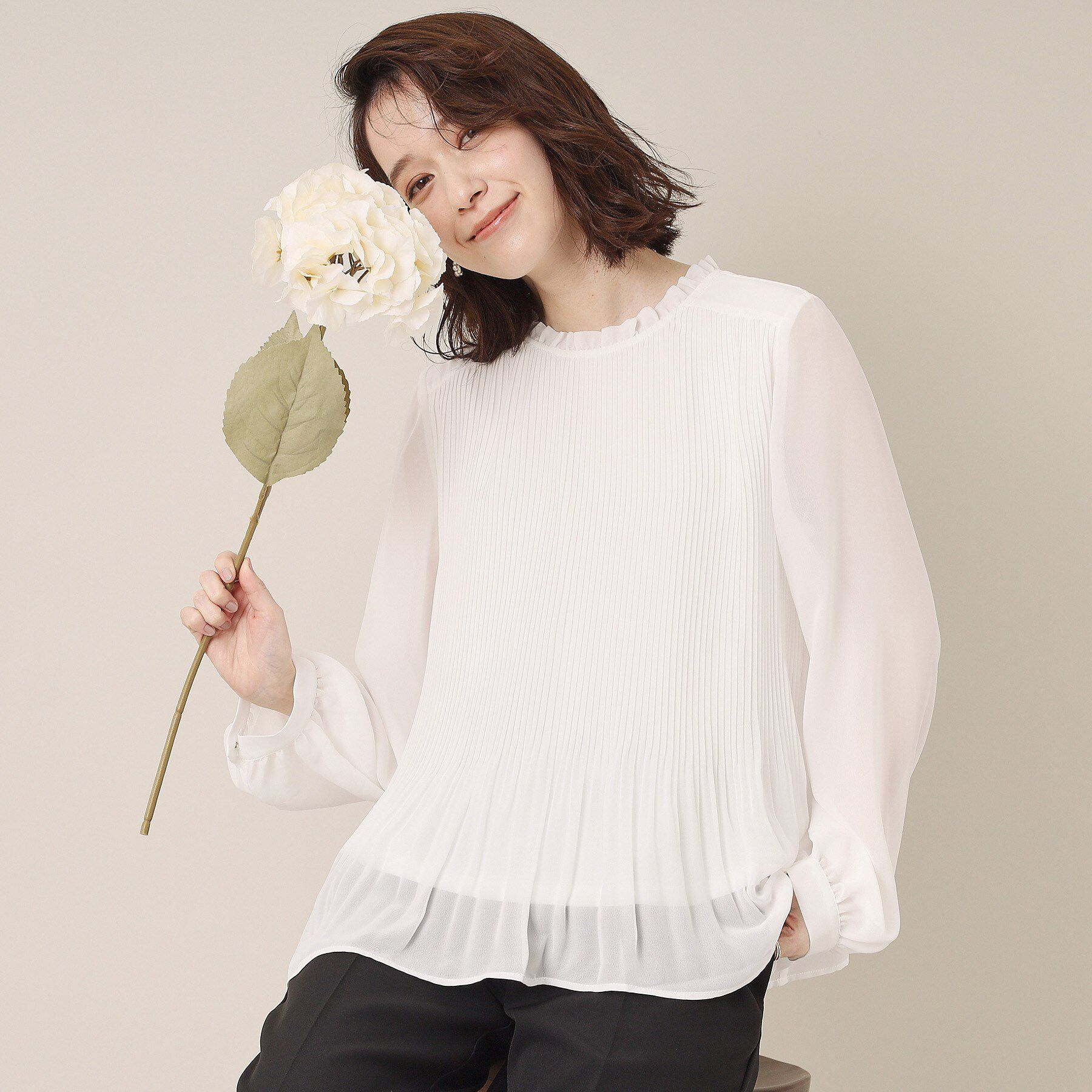 ITS&rsquo;DEMO「【通勤】プリーツブラウス」|シャツ・ブラウス|オフホワイト(003