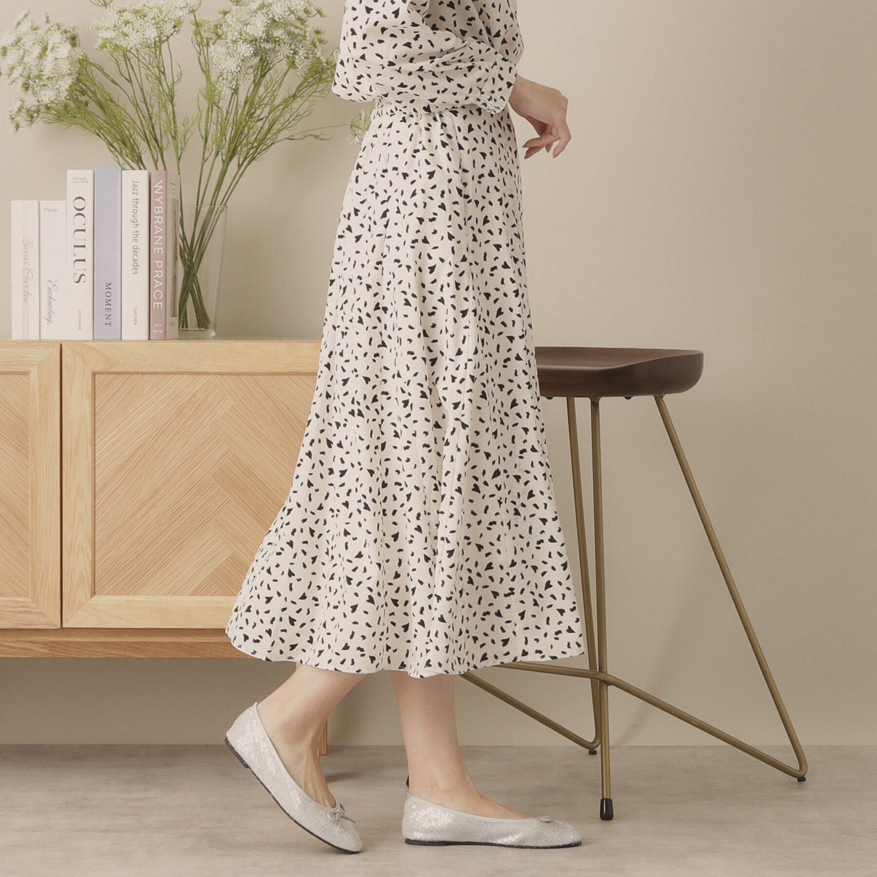 ITS&rsquo;DEMO「【手洗い可／セットアップ可／ウエストゴム】ハートプリントスカート」|スカート|