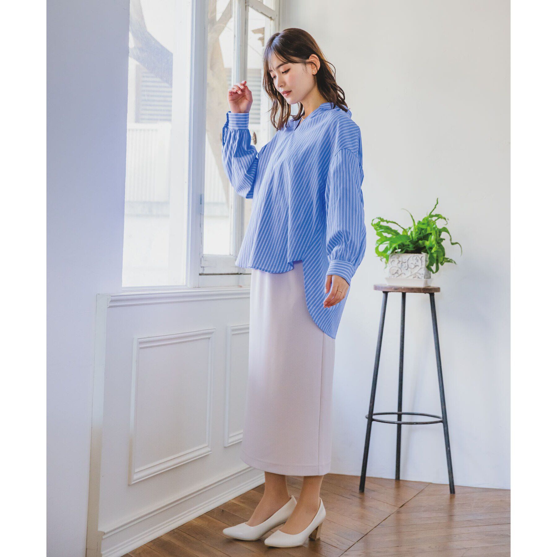 ITS&rsquo;DEMO「【手洗い可／通勤】バックギャザーブラウス」|シャツ・ブラウス|