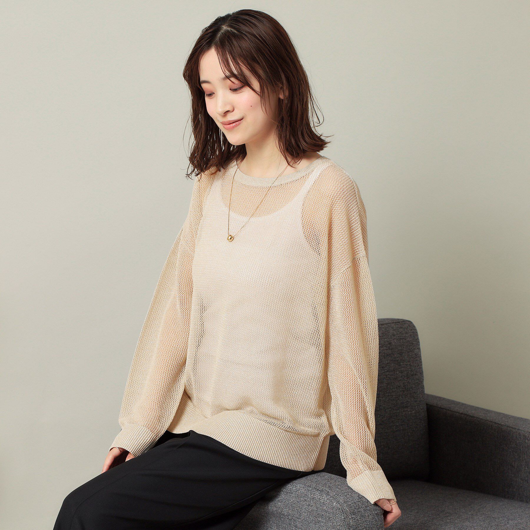 ITS&rsquo;DEMO「【手洗い可】ラメメッシュニット」|ニット・セーター|