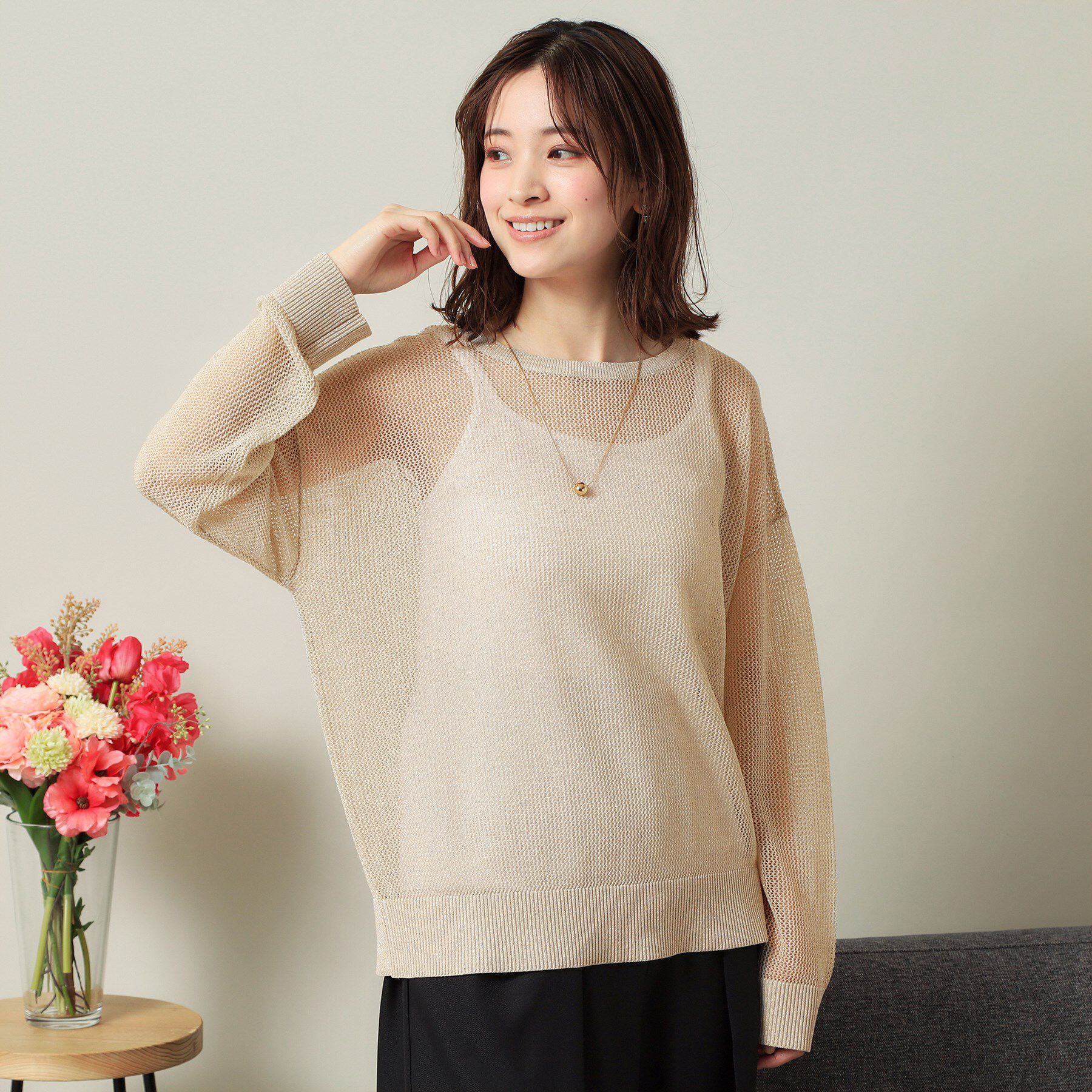 ITS&rsquo;DEMO「【手洗い可】ラメメッシュニット」|ニット・セーター|