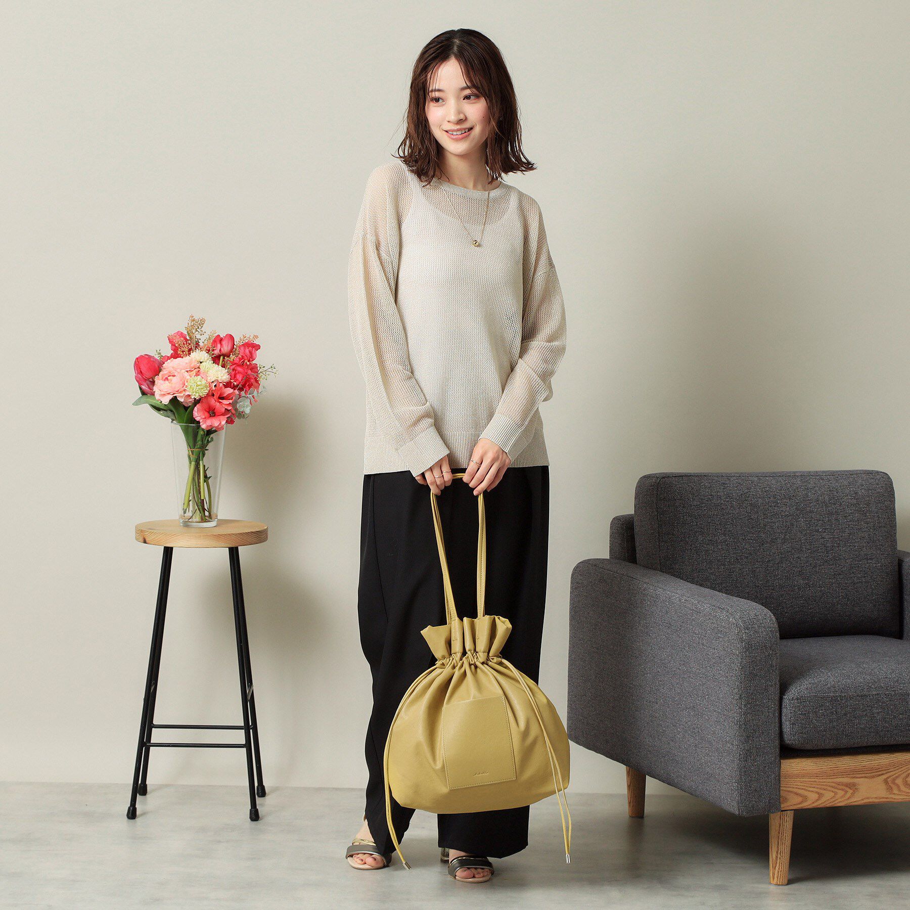 ITS&rsquo;DEMO「【A4対応】合皮巾着トート」|トートバッグ|