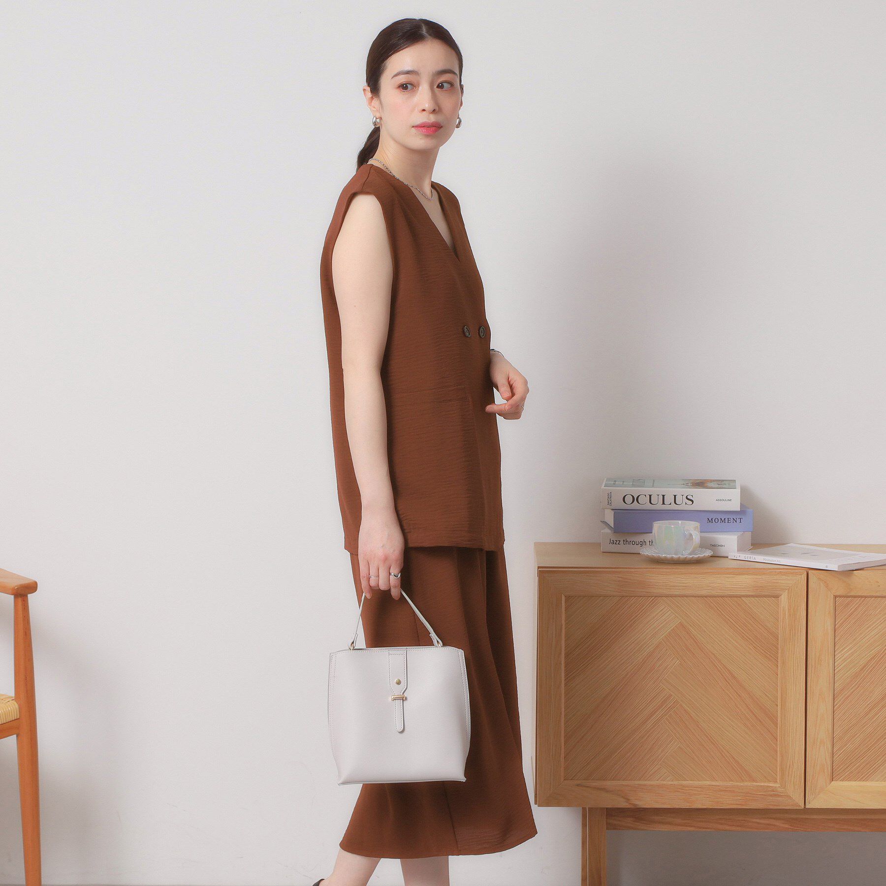 ITS&rsquo;DEMO「【接触冷感／吸水速乾／洗濯機OK／イージーケア】ジレ&times;キャミワンピースセット＜ラク服シリーズ＞」|ワンピース|