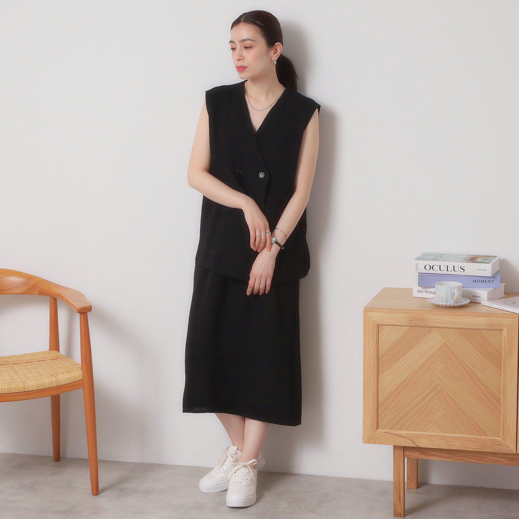 ITS&rsquo;DEMO「【接触冷感／吸水速乾／洗濯機OK／イージーケア】ジレ&times;キャミワンピースセット＜ラク服シリーズ＞」|ワンピース|