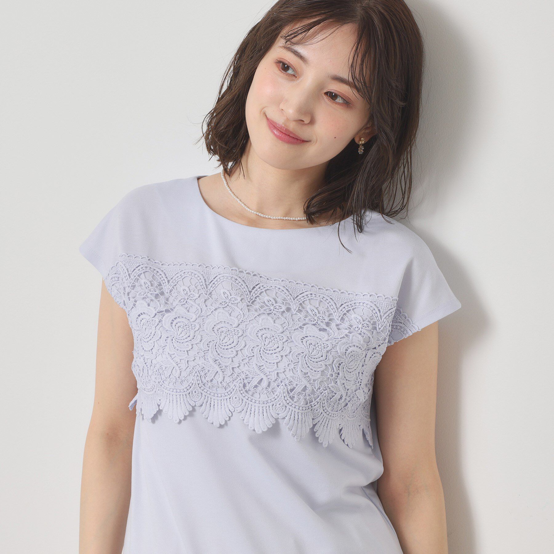 ITS&rsquo;DEMO「【吸水速乾／手洗い可／洗濯後しわになりにくい】カットミラノフロントレーストップス」|Tシャツ・カットソー|