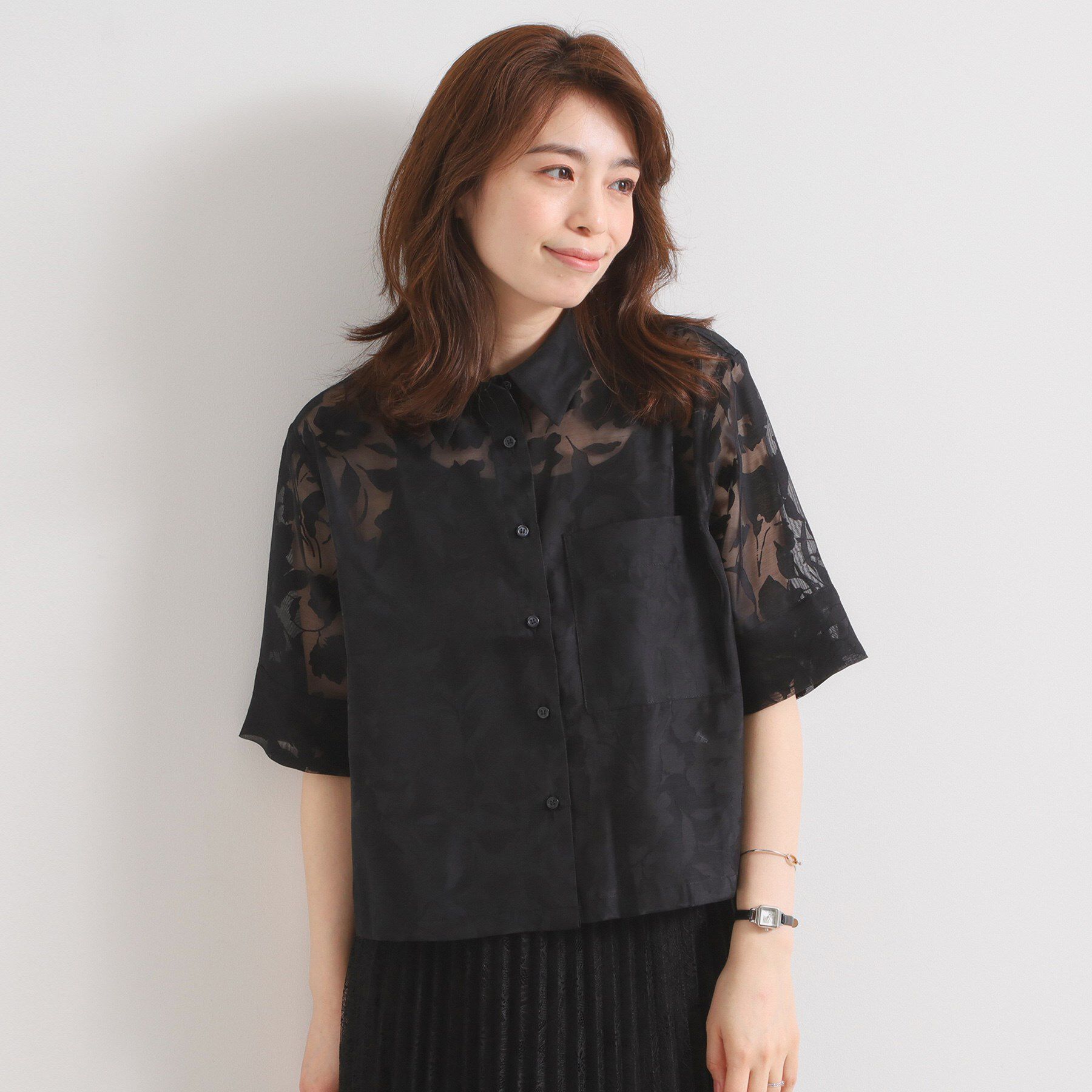 ITS&rsquo;DEMO「【手洗い可】花柄シアーシャツ」|シャツ・ブラウス|