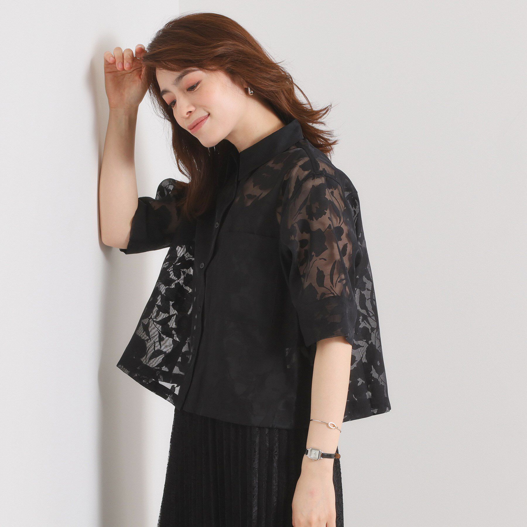 ITS&rsquo;DEMO「【手洗い可】花柄シアーシャツ」|シャツ・ブラウス|