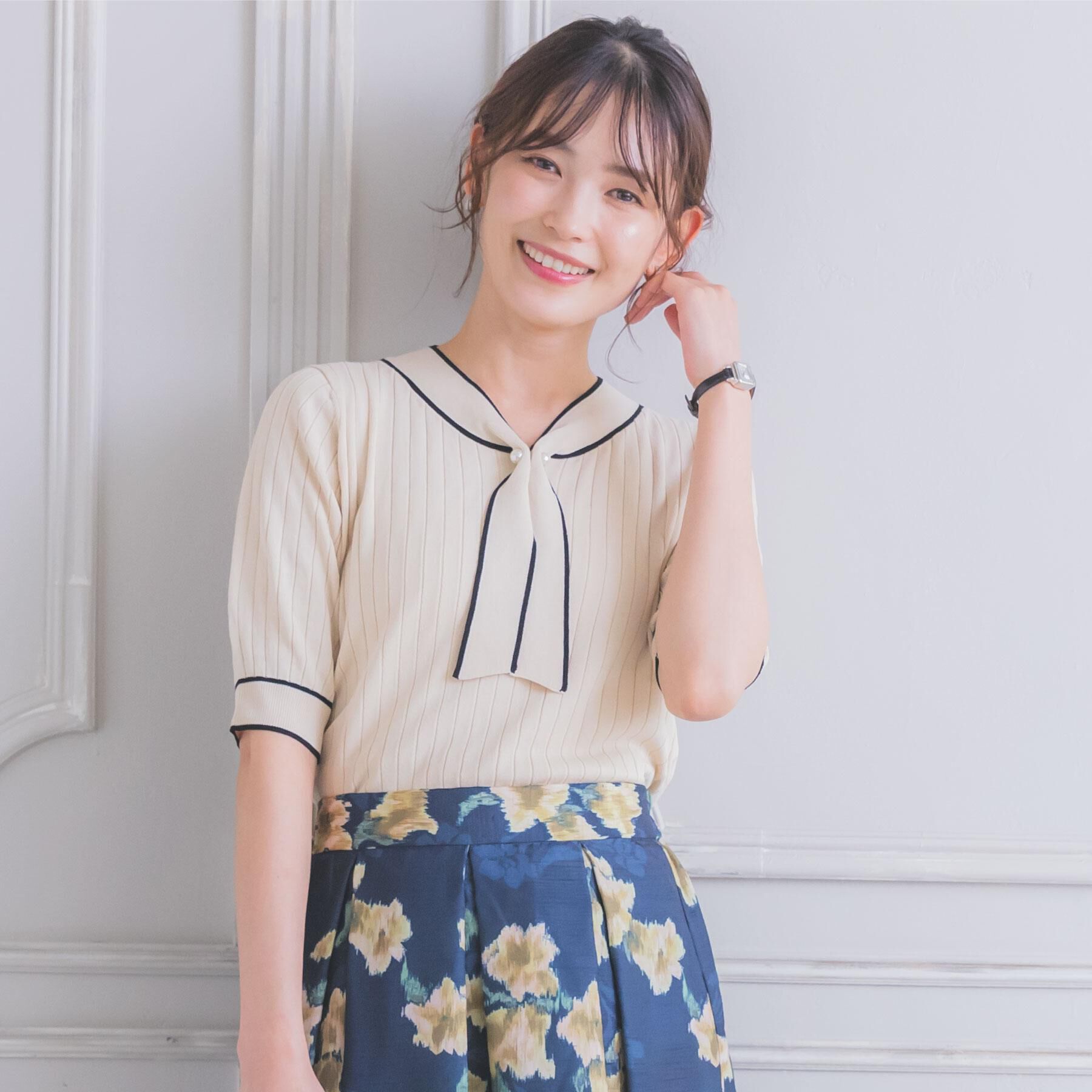 ITS&rsquo;DEMO「【手洗い可】配色ボウタイニット」|ニット・セーター|