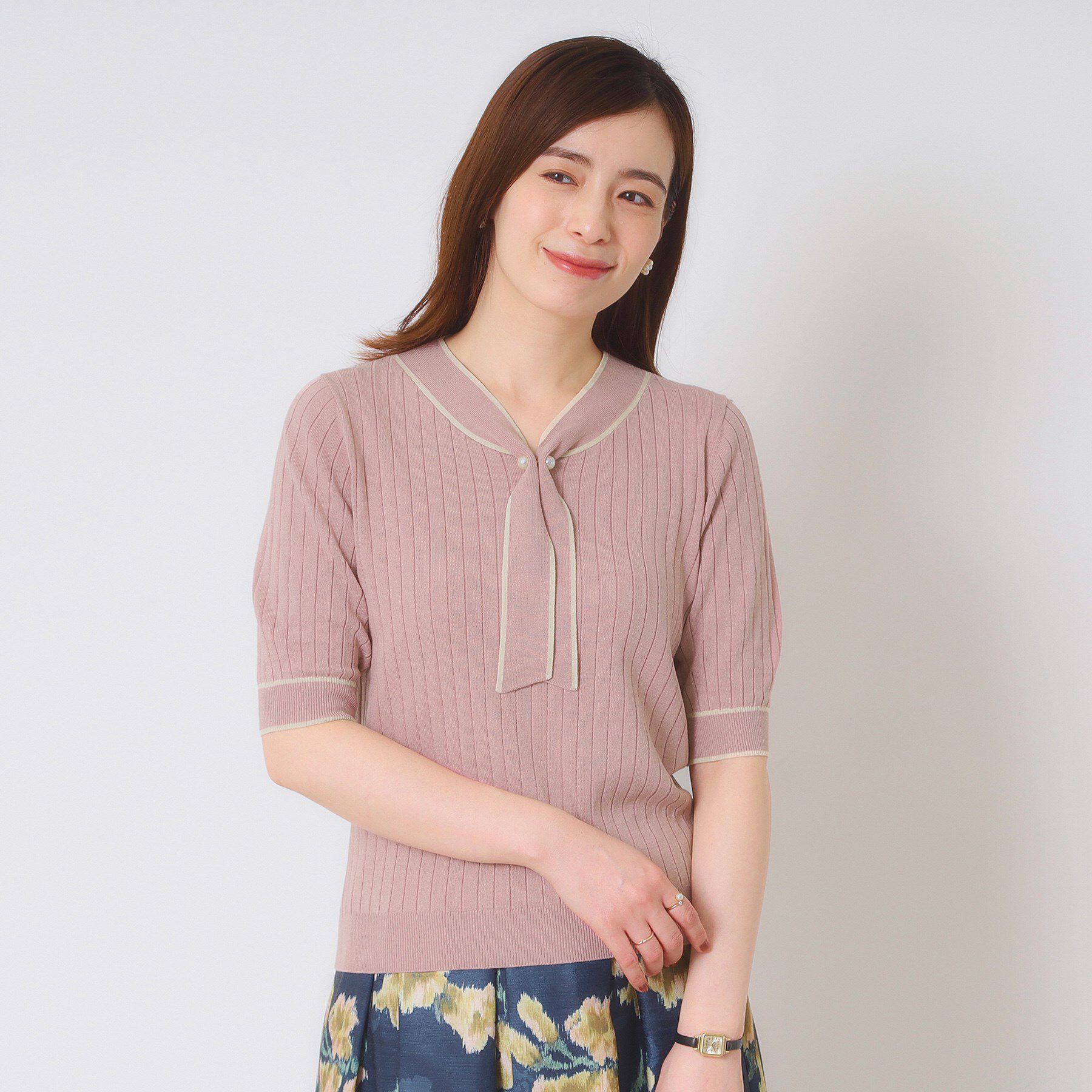 ITS&rsquo;DEMO「【手洗い可】配色ボウタイニット」|ニット・セーター|