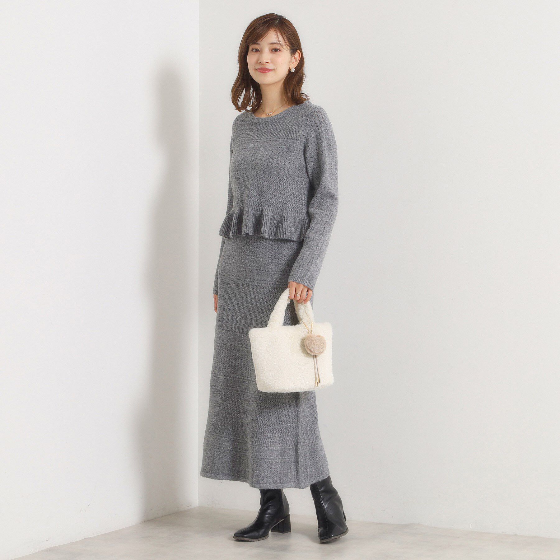 ITS&rsquo;DEMO「チャーム付きフェイクファートート」|トートバッグ|