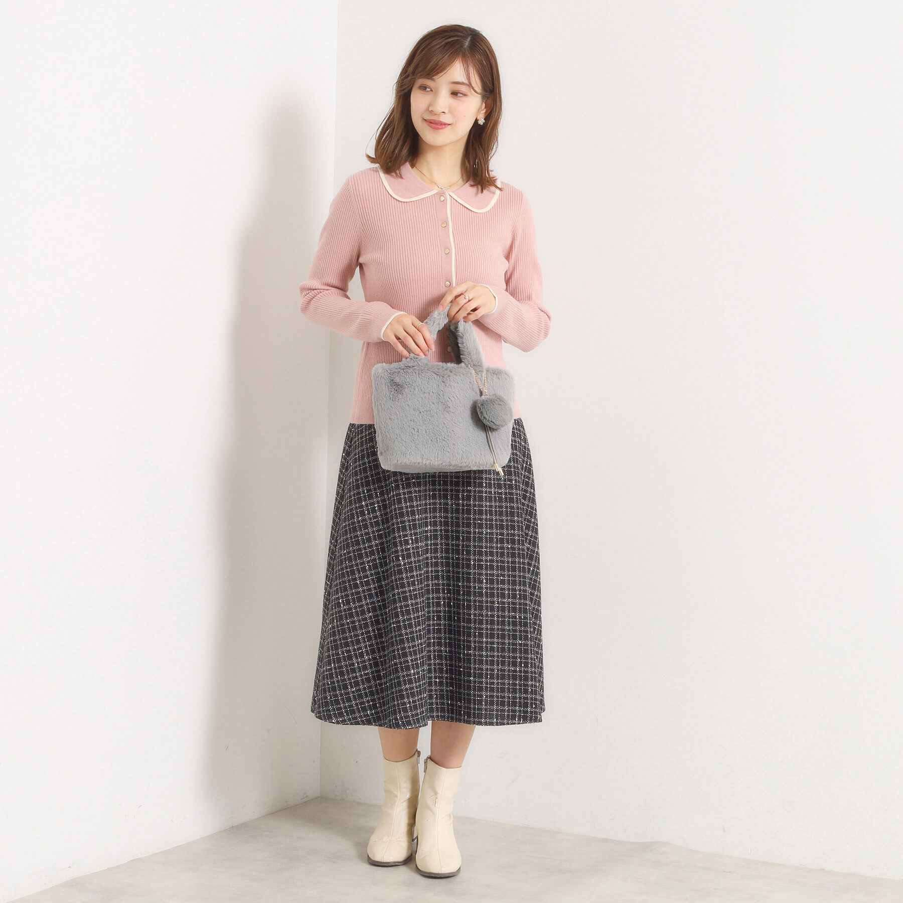 ITS&rsquo;DEMO「チャーム付きフェイクファートート」|トートバッグ|