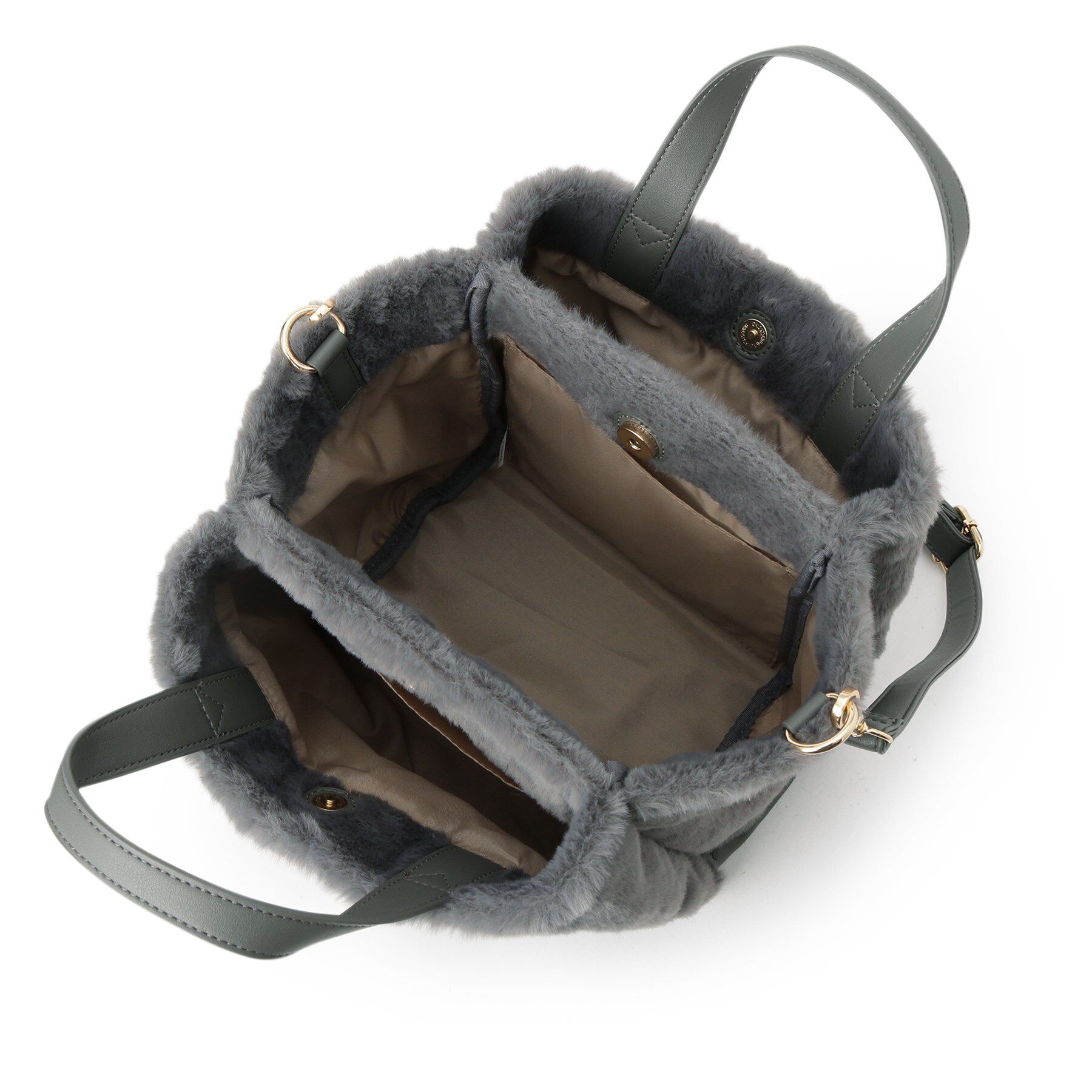 ITS&rsquo;DEMO「【5ポケット】ベルト飾り三層フェイクファートート」|ハンドバッグ|