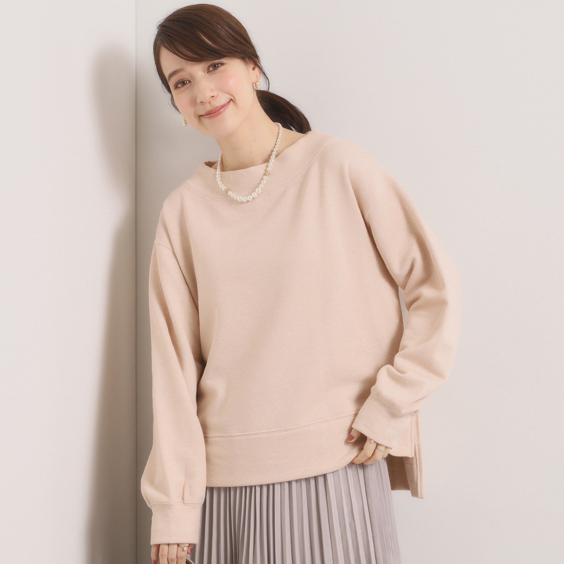 ITS&rsquo;DEMO「【洗濯機OK】ラメ裏毛プルオーバー」|Tシャツ・カットソー|ライトピンク(070