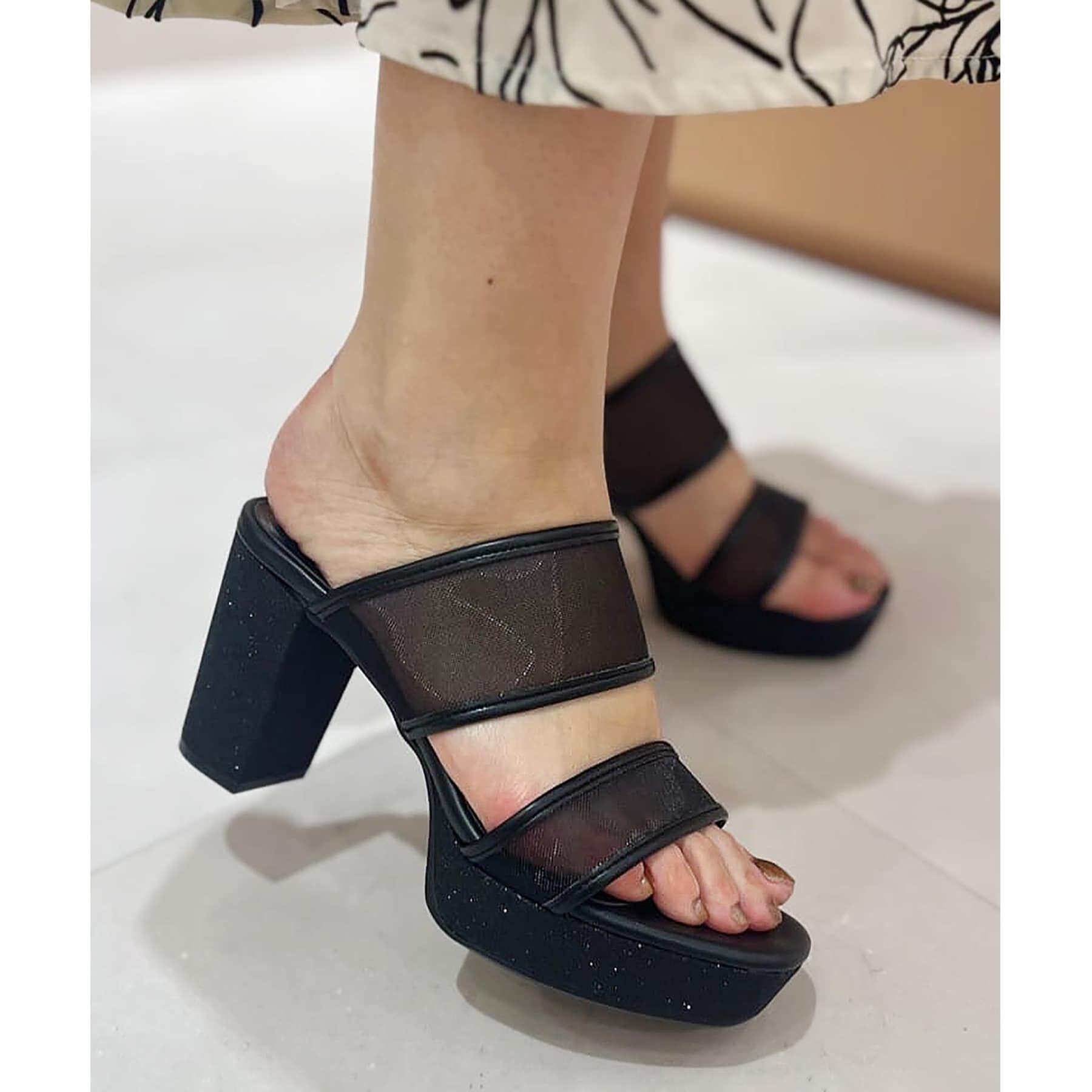 ESPERANZA「ダブルベルトラメ厚底ミュールサンダル 24SS」|サンダル|