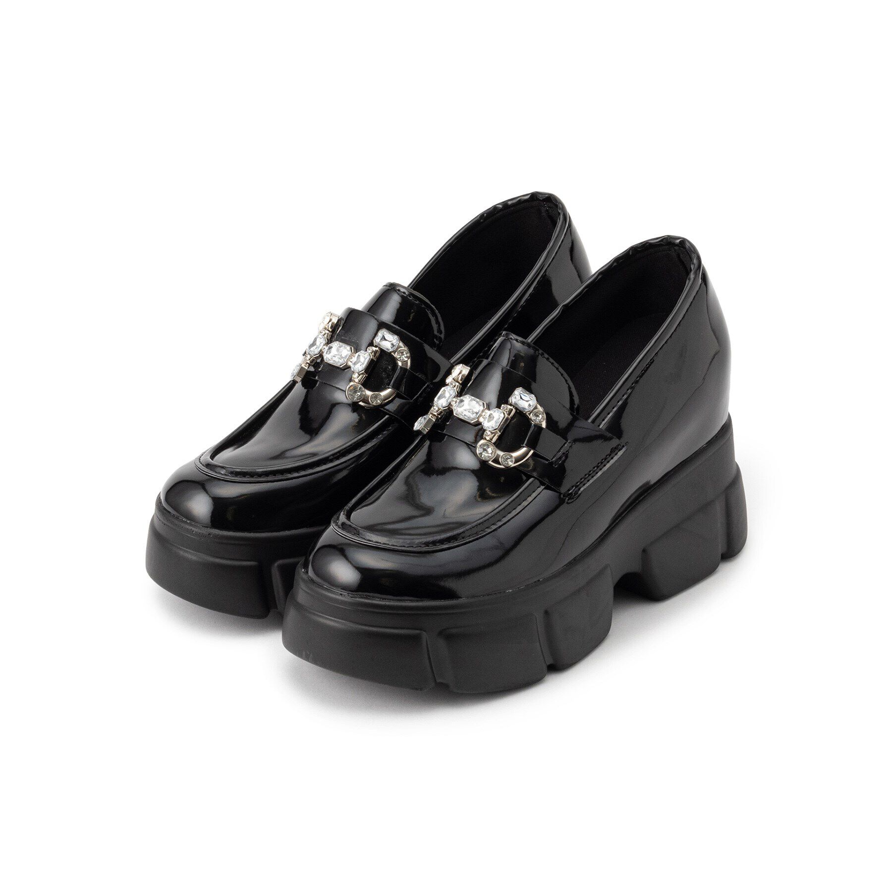 csT&P「厚底キラキラチャーム付きローファーパンプス」|パンプス|ﾌﾞﾗｯｸｴﾅﾒﾙ(219)