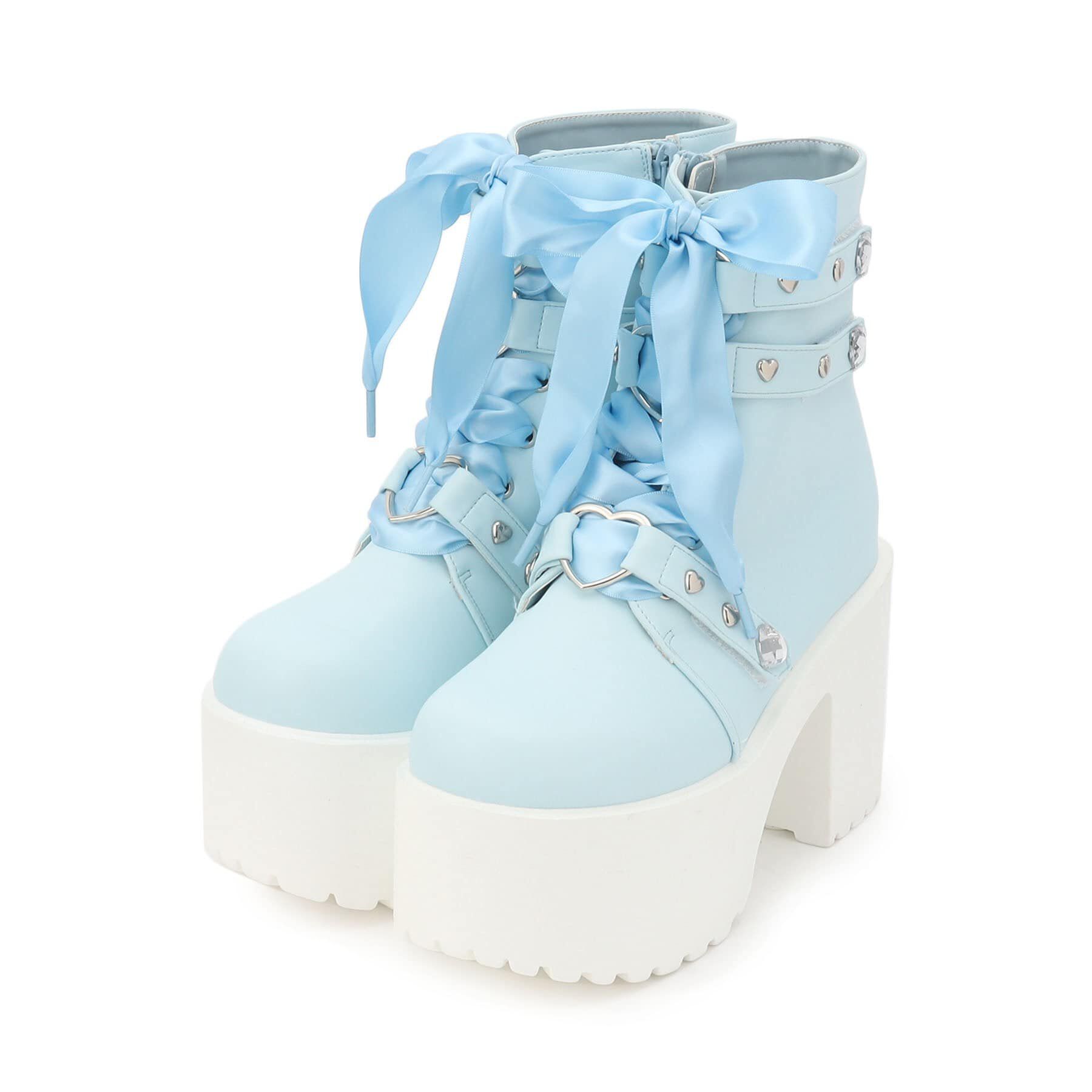 csT&P「厚底キラキラハート付きブーツ」|ショートブーツ|ﾌﾞﾙｰ(092)