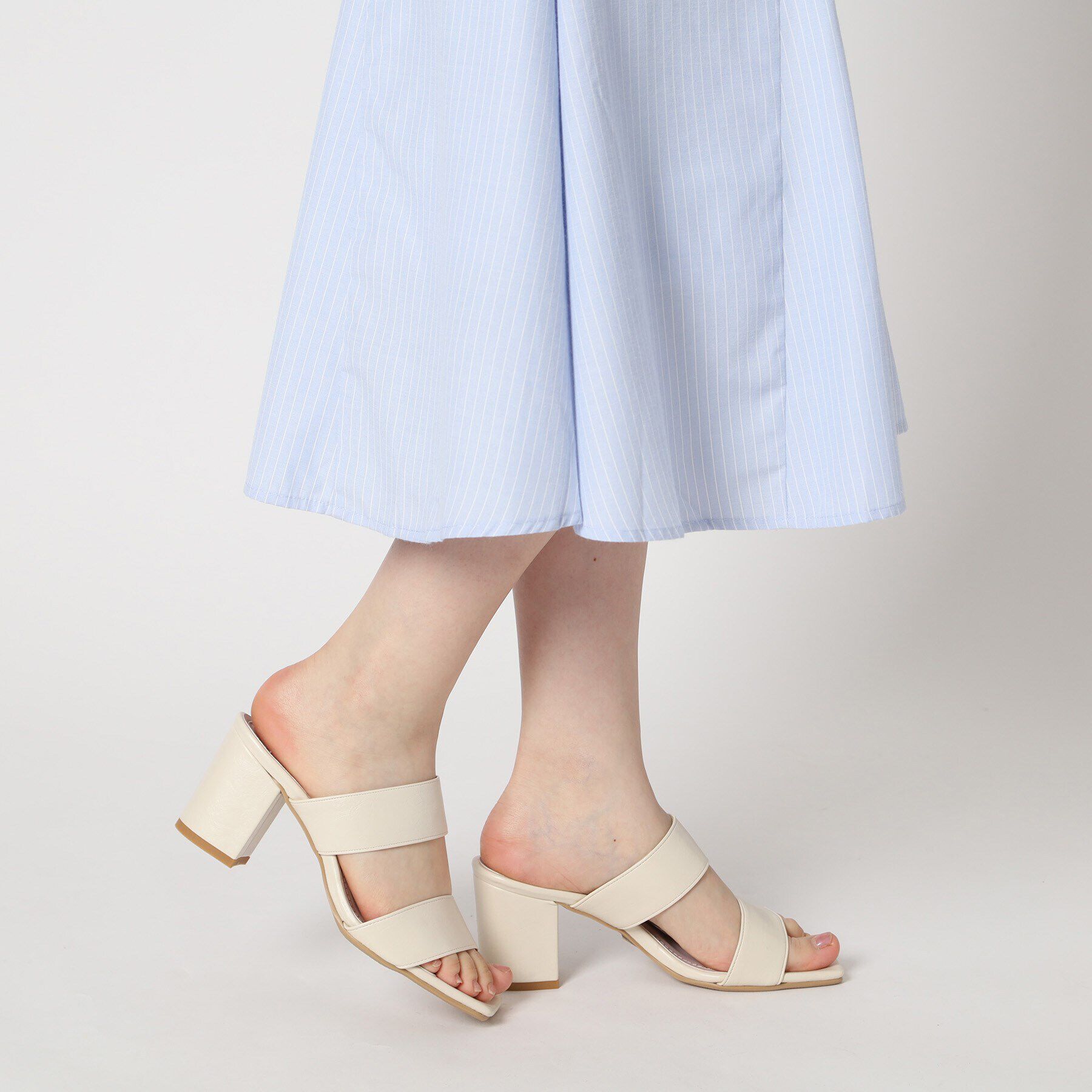 ESPERANZA「ダブルベルト太ヒールミュールサンダル 24SS」|サンダル|