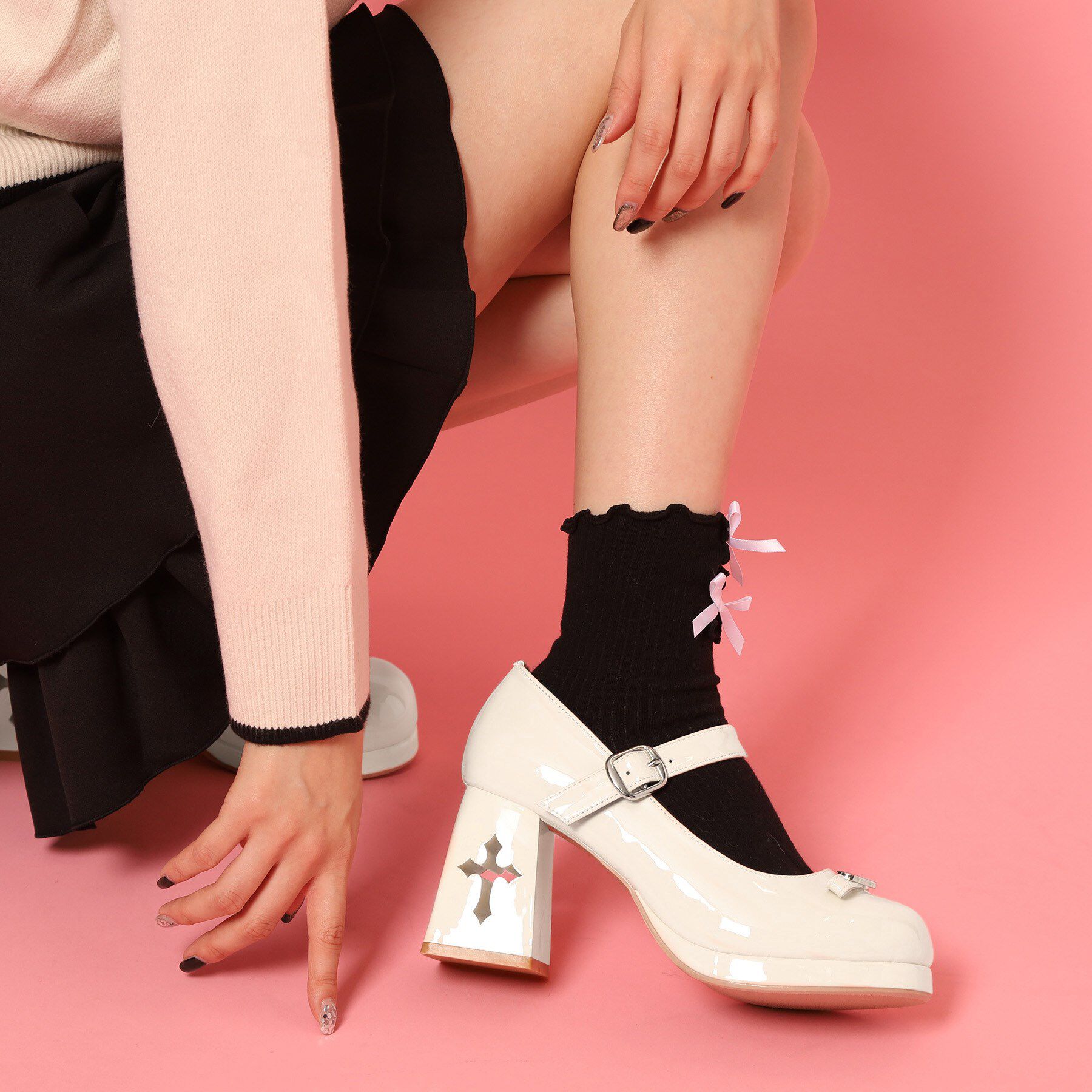 csT&P「厚底十字架くり抜きパンプス」|パンプス|アイボリー(204)