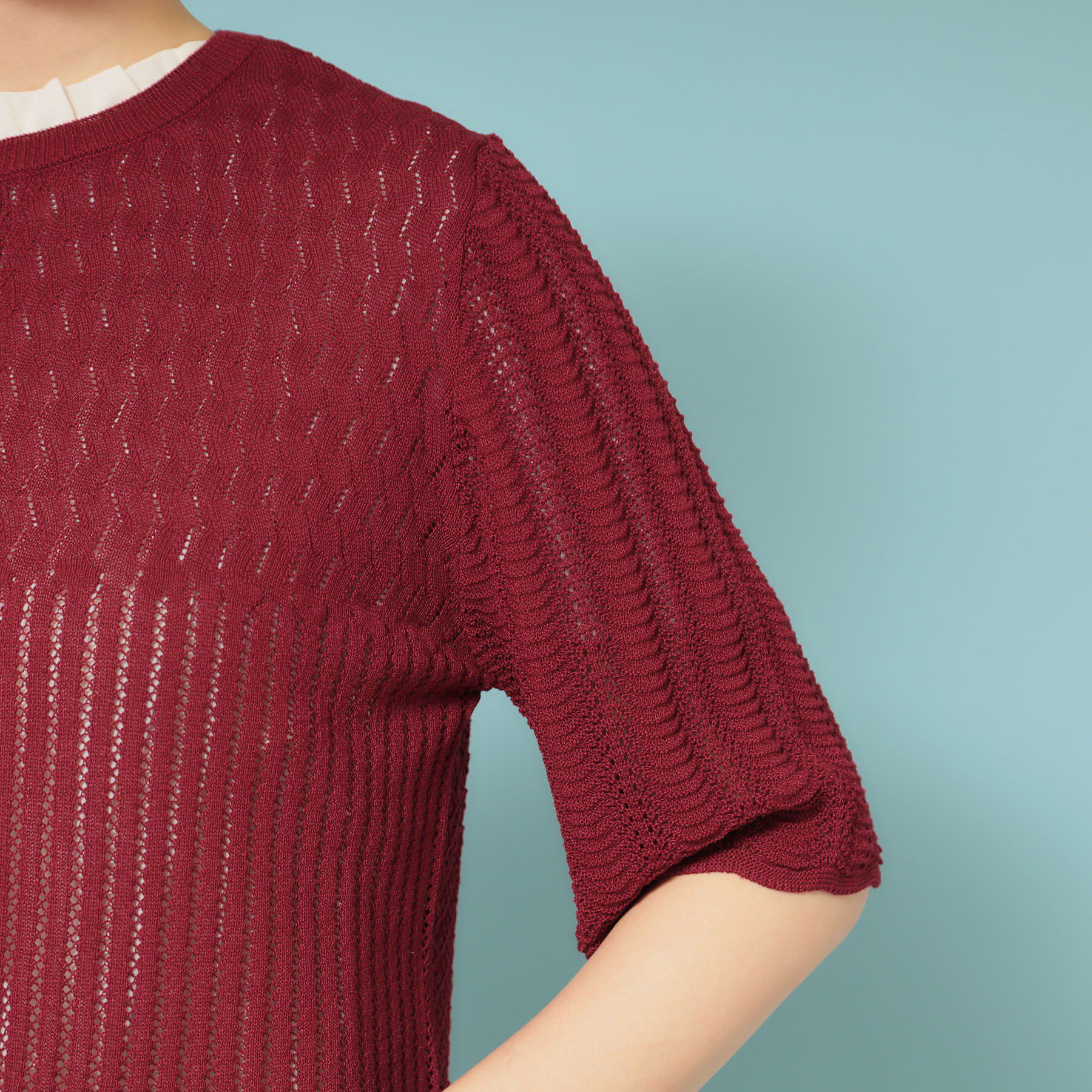 SunaUna「【新作／透かし柄／3色展開】スカラップカーディガン」|カーディガン|