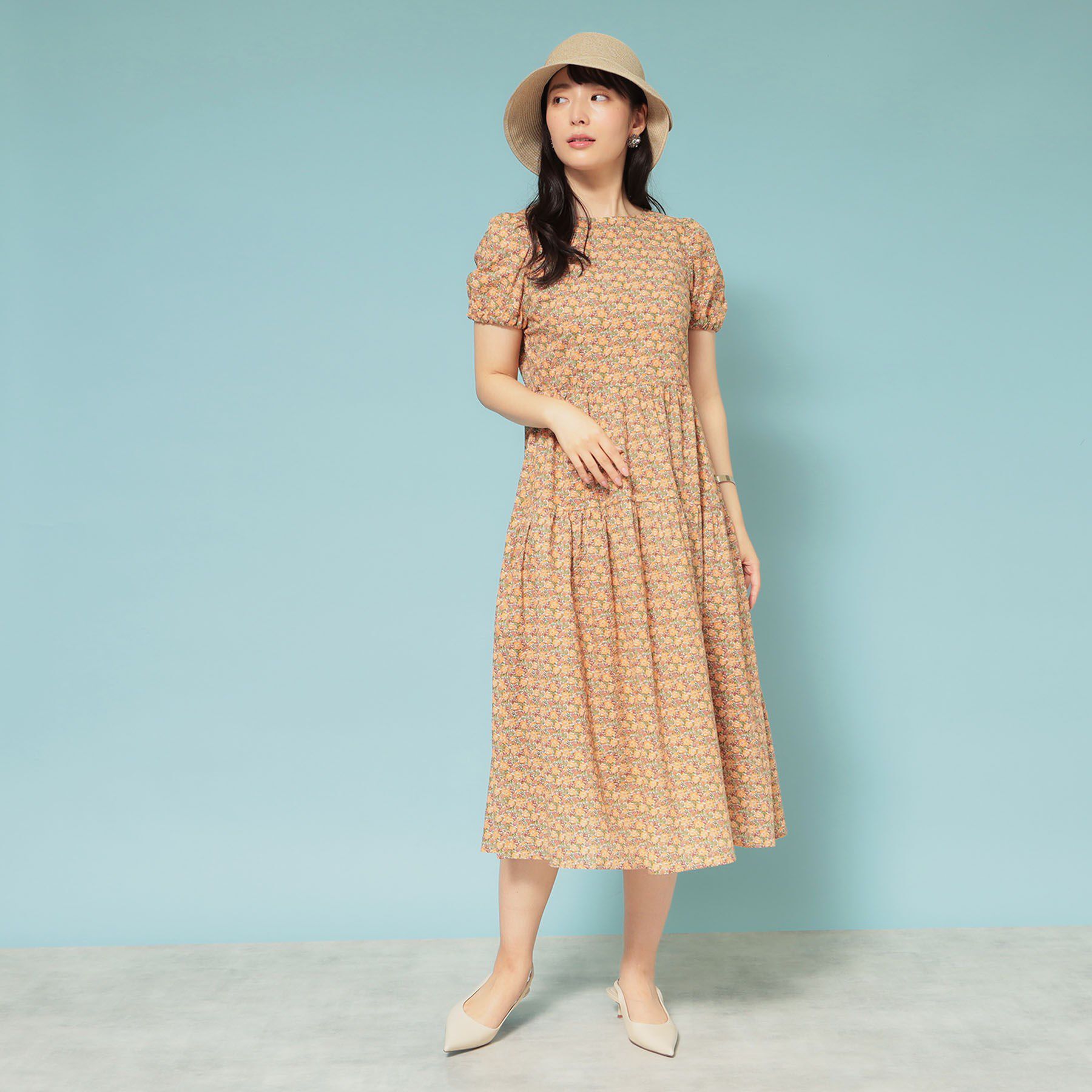 SunaUna「【Web限定カラー／リバティプリント】パフスリーブワンピース」|ワンピース|