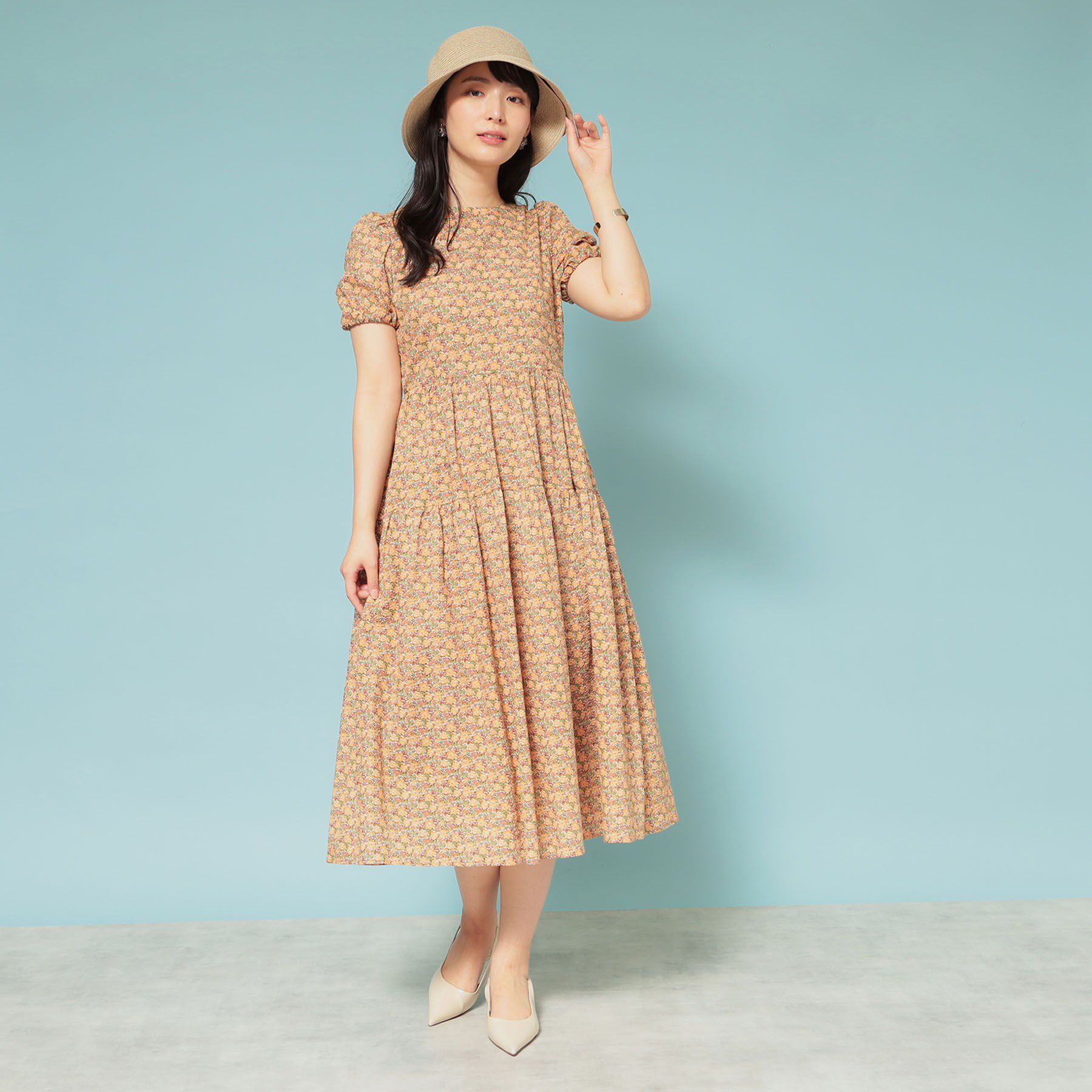 SunaUna「【Web限定カラー／リバティプリント】パフスリーブワンピース」|ワンピース|